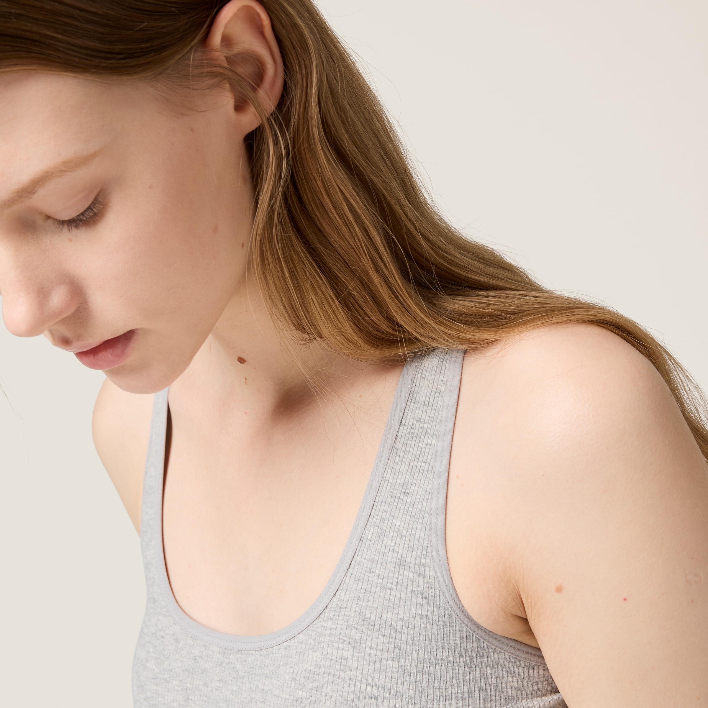 Miu Miu Seamless Mélange Racerback Crop Top In Grey