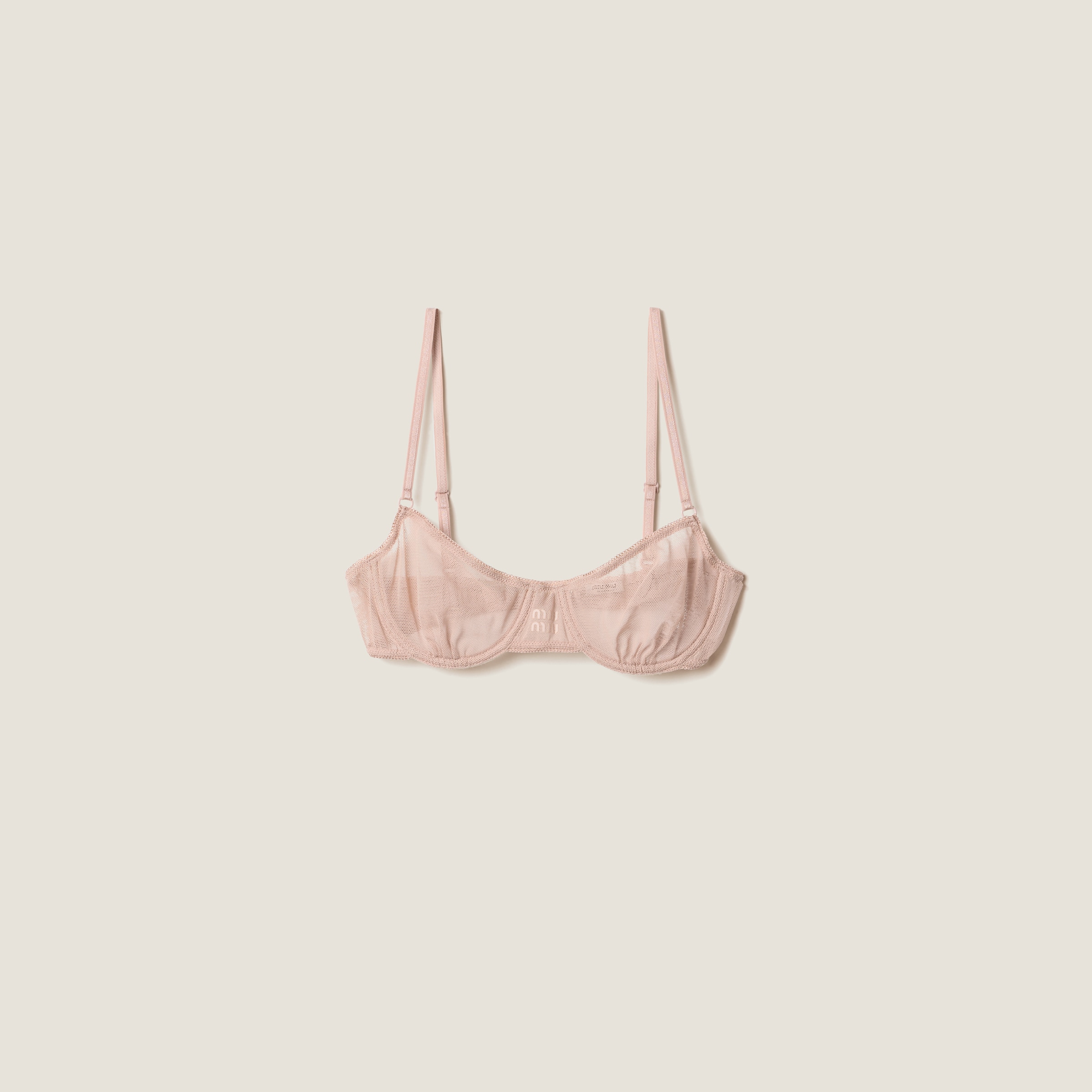Miu Miu Tulle Bra In Nude Beige