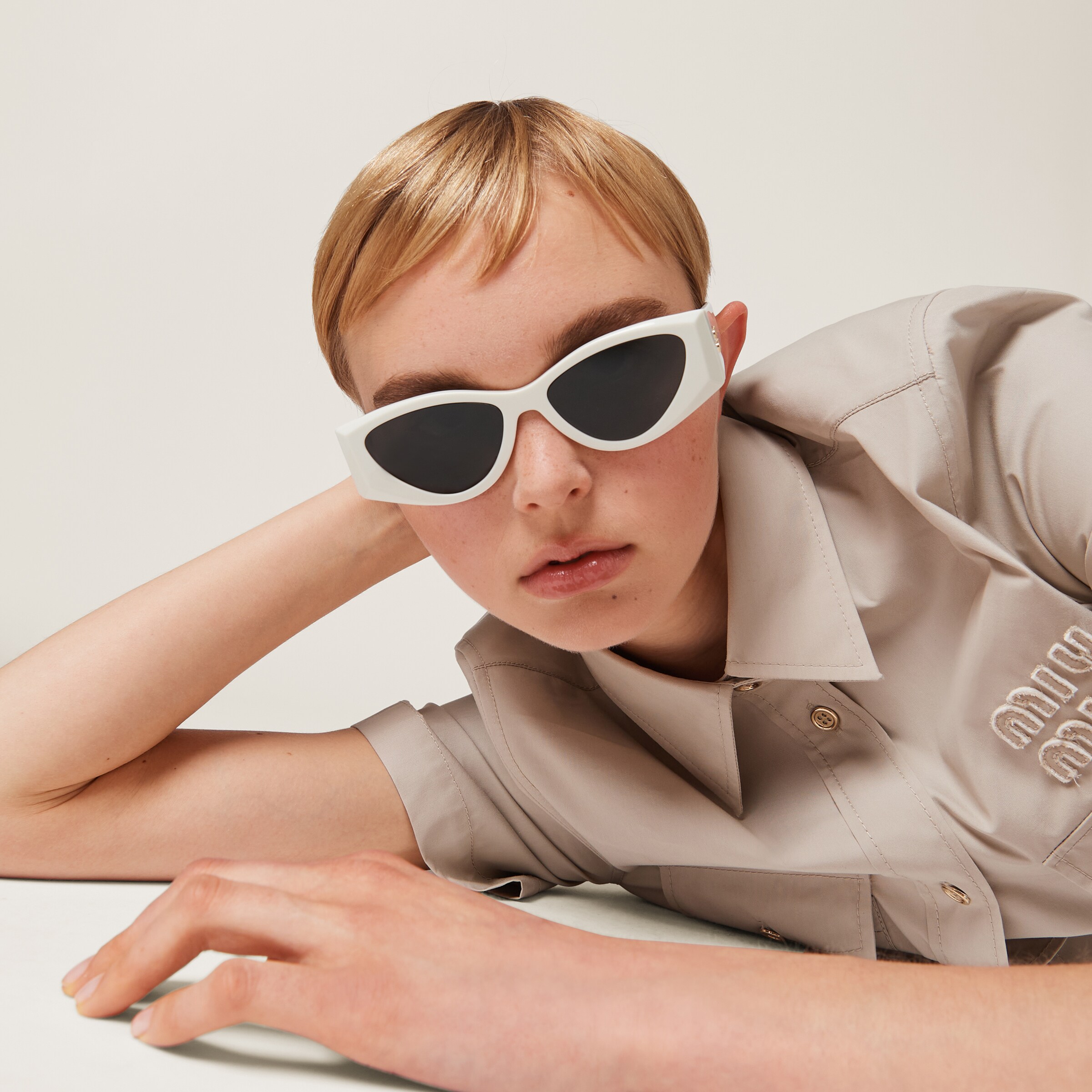 Miu miu embellished sunglasses top