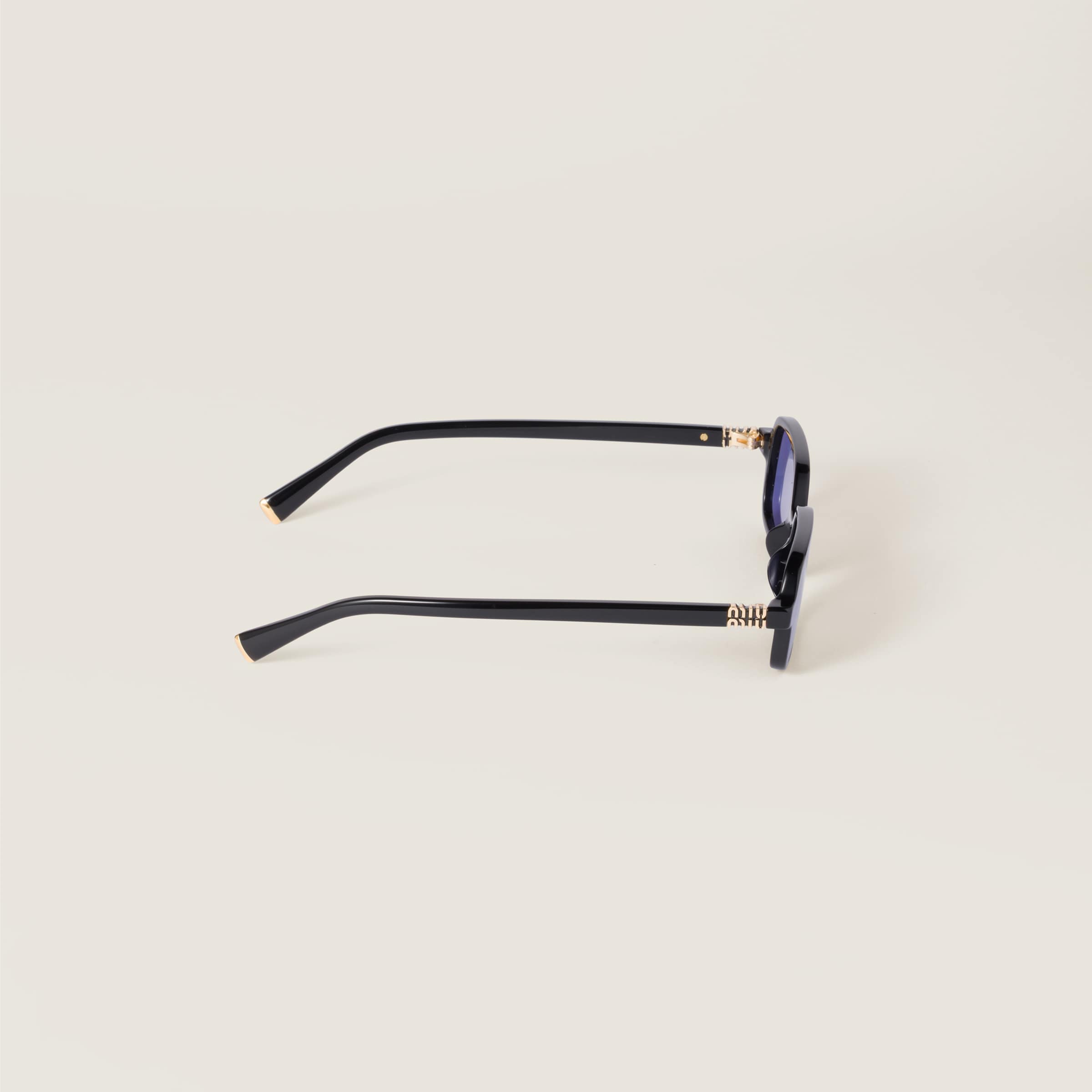 Miu Miu Mu 11zsf Acetate Rectangular Sunglasses In Purple Lenses