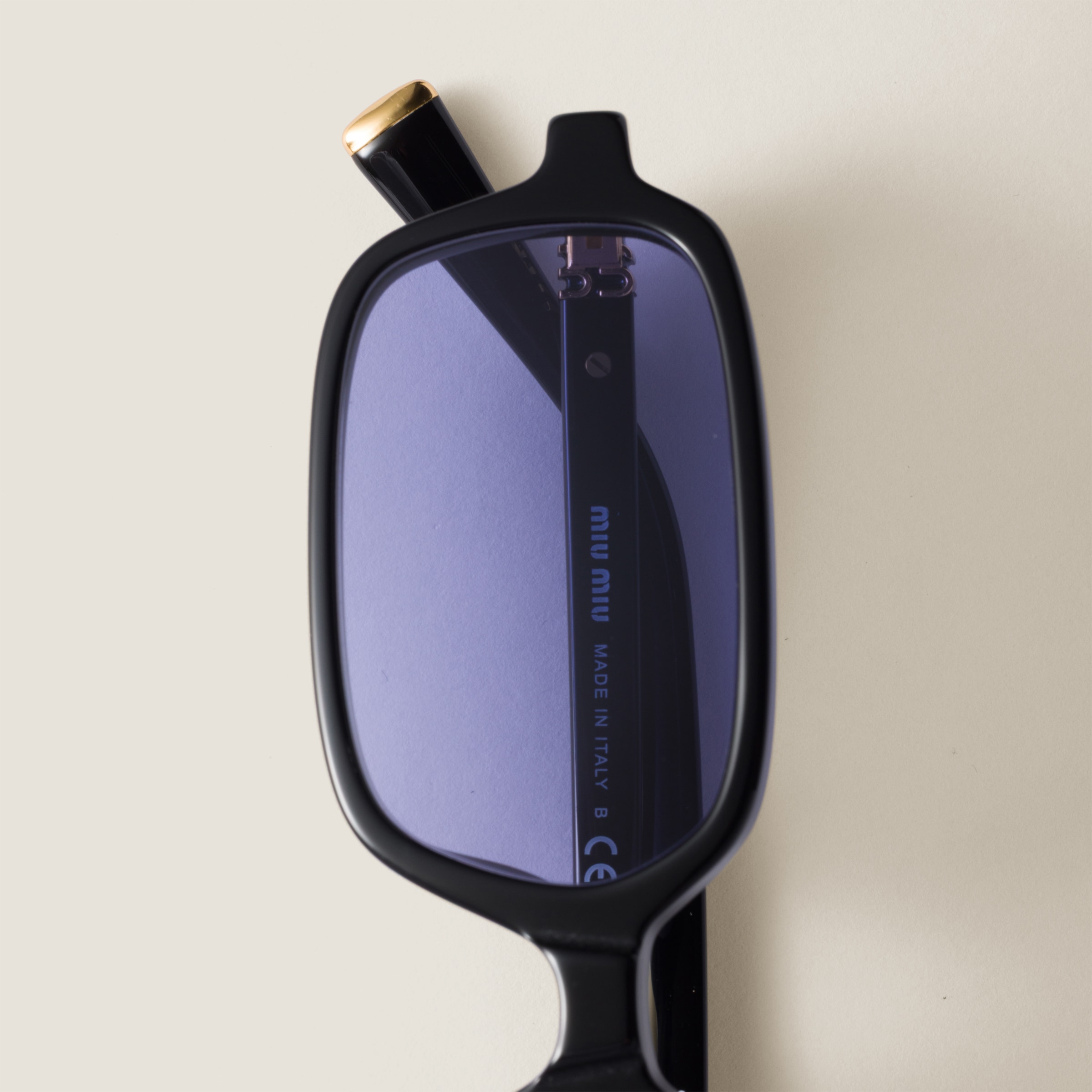 Miu Miu Mu 11zsf Acetate Rectangular Sunglasses In Purple Lenses
