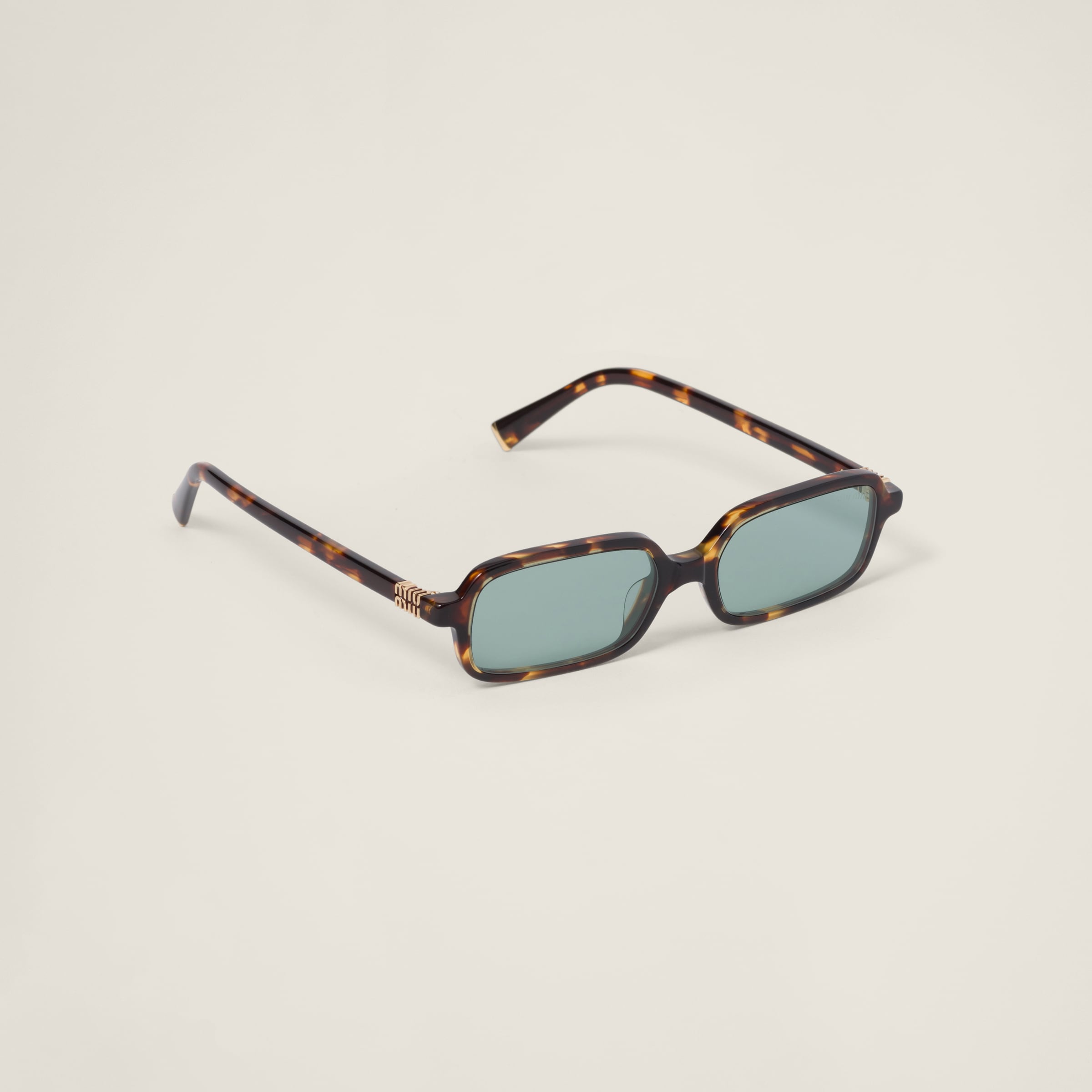 Shop Miumiu Miu Regard Sunglasses In Water Green Lenses