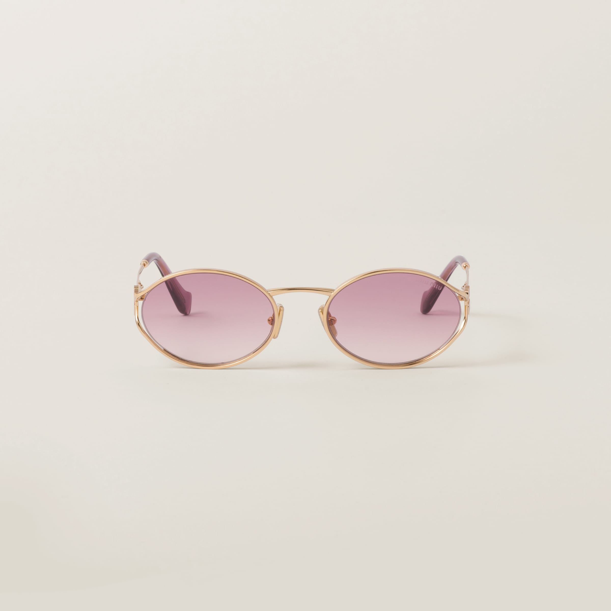 Miu Miu Logo Sunglasses In Pink Beg Shaded Lenses