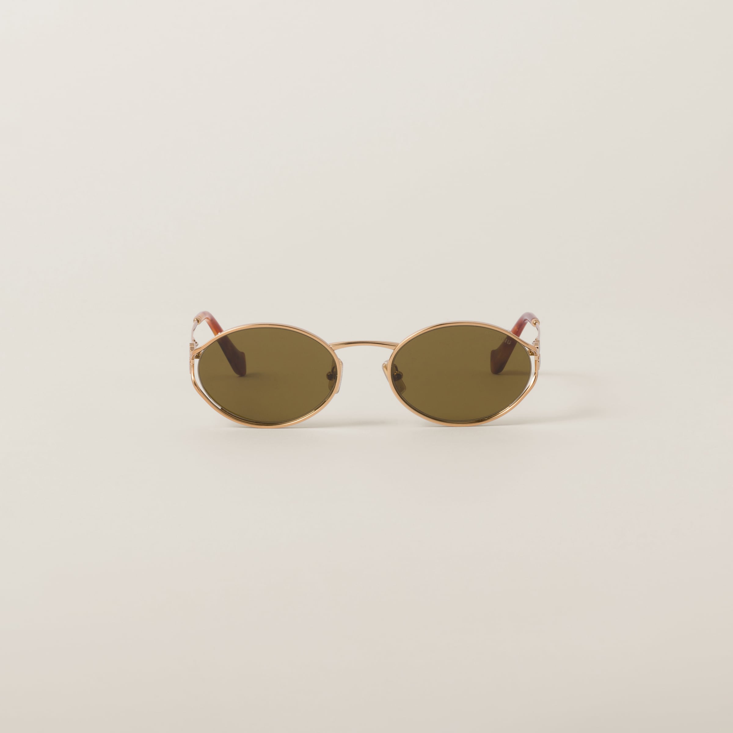 Miu Miu Logo Sunglasses In Loden Lenses