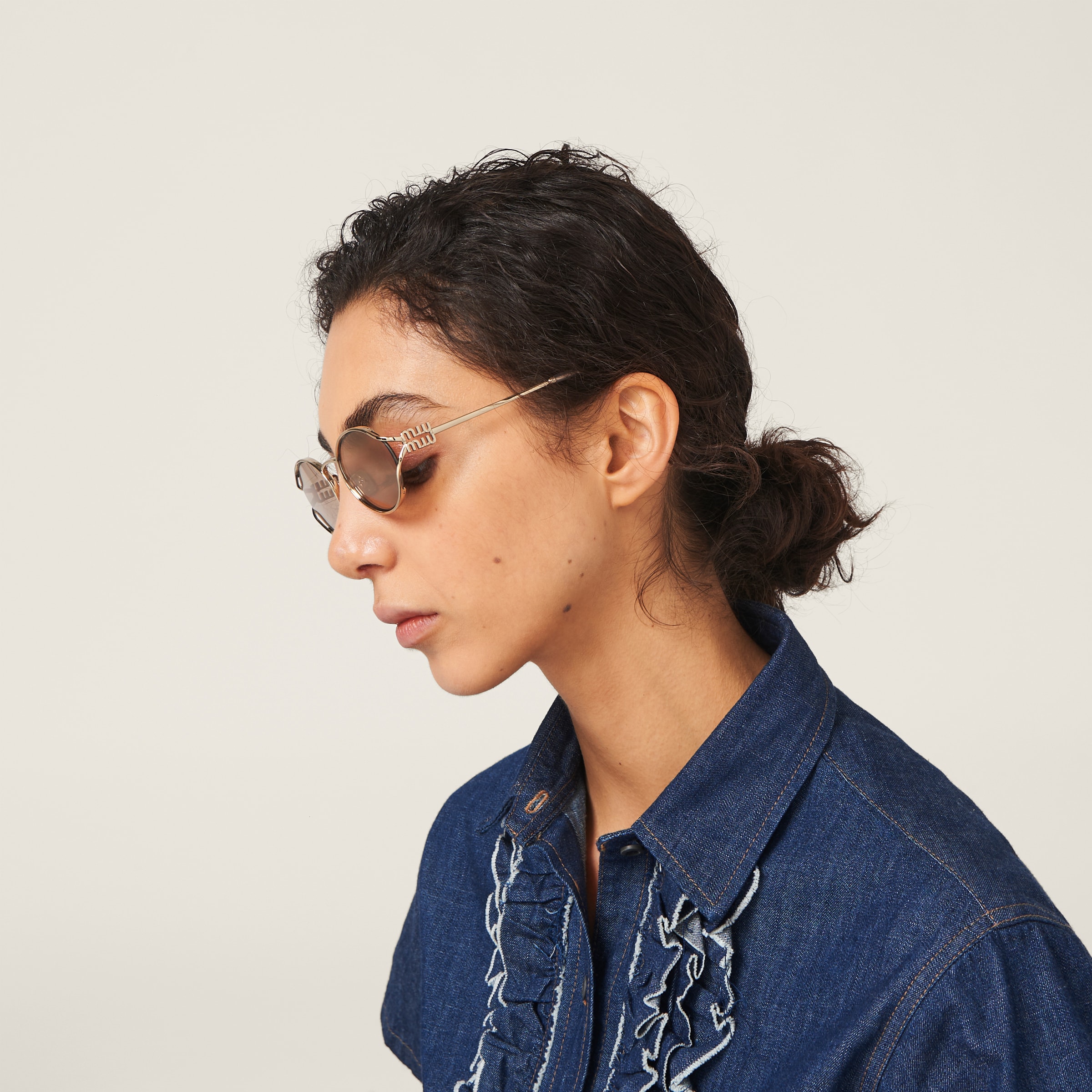 Rose Gold Lenses Miu Miu Logo Sunglasses Miu Miu