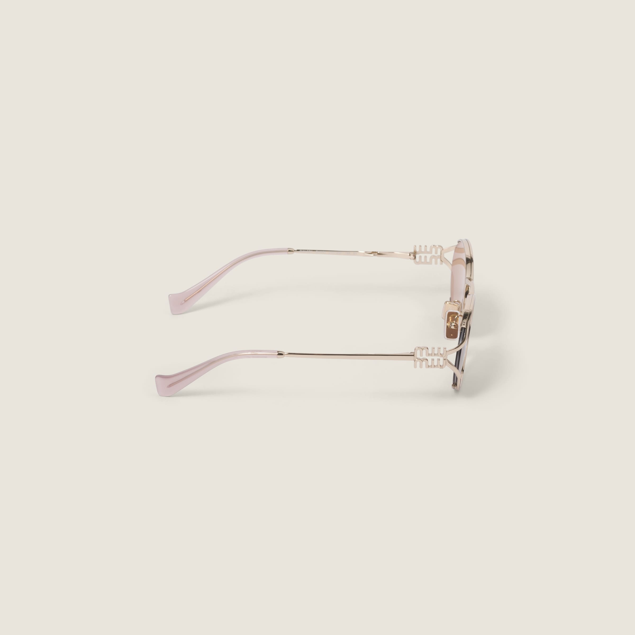 Shop Miumiu Miu Miu Logo Sunglasses In Rose Gold Lenses