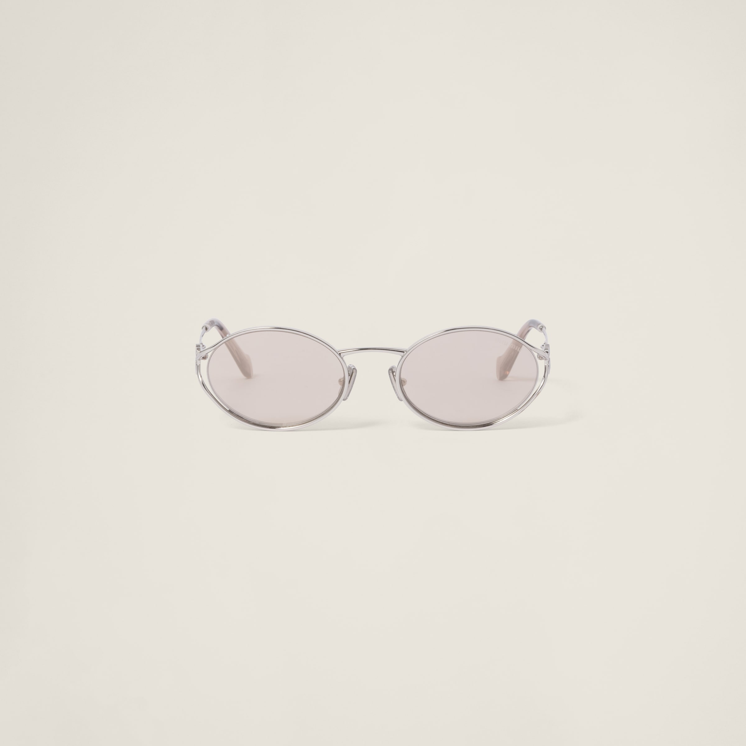 Miumiu Miu Miu Logo Sunglasses In Light Gold Lenses