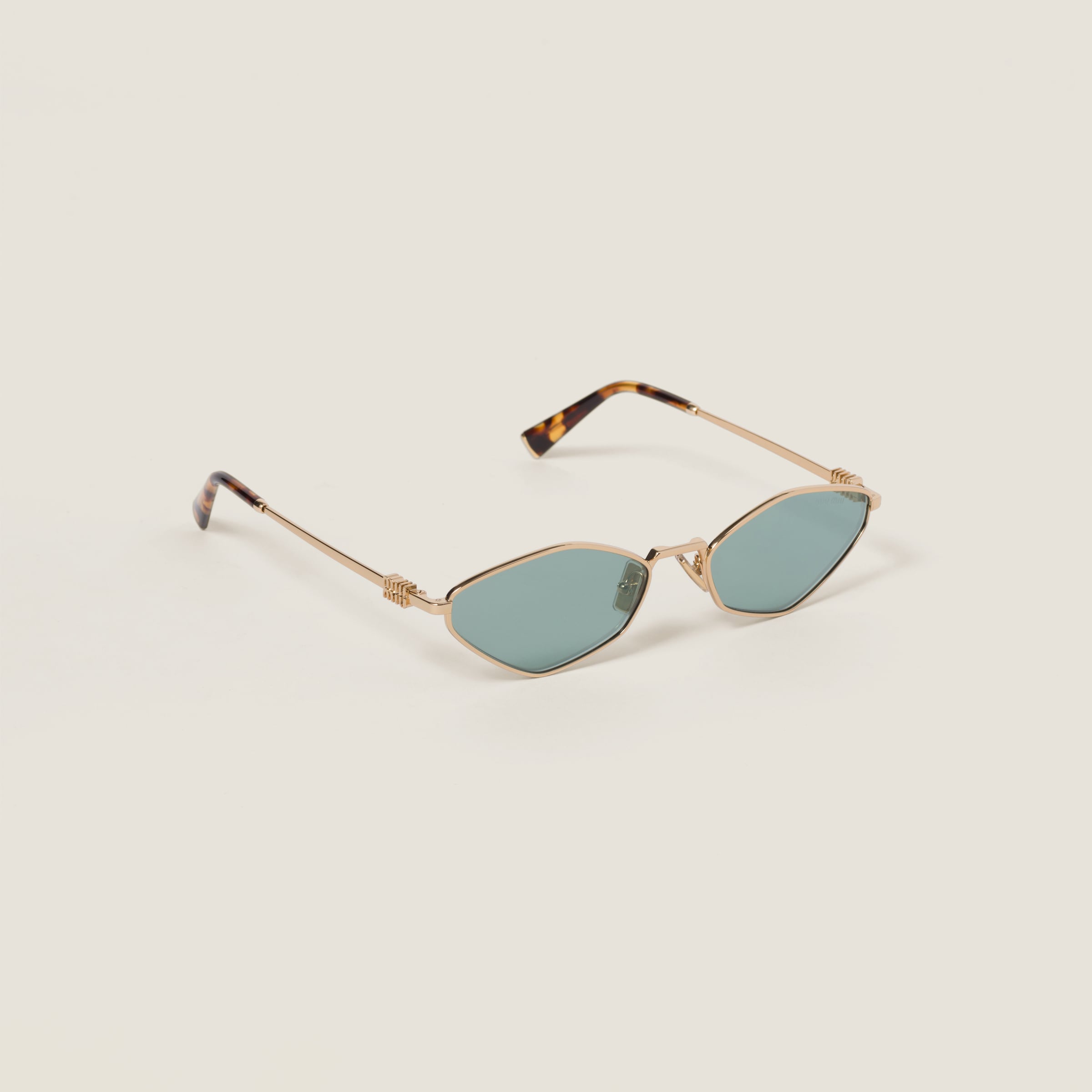 Shop Miumiu Miu Regard Sunglasses In Water Green Lenses