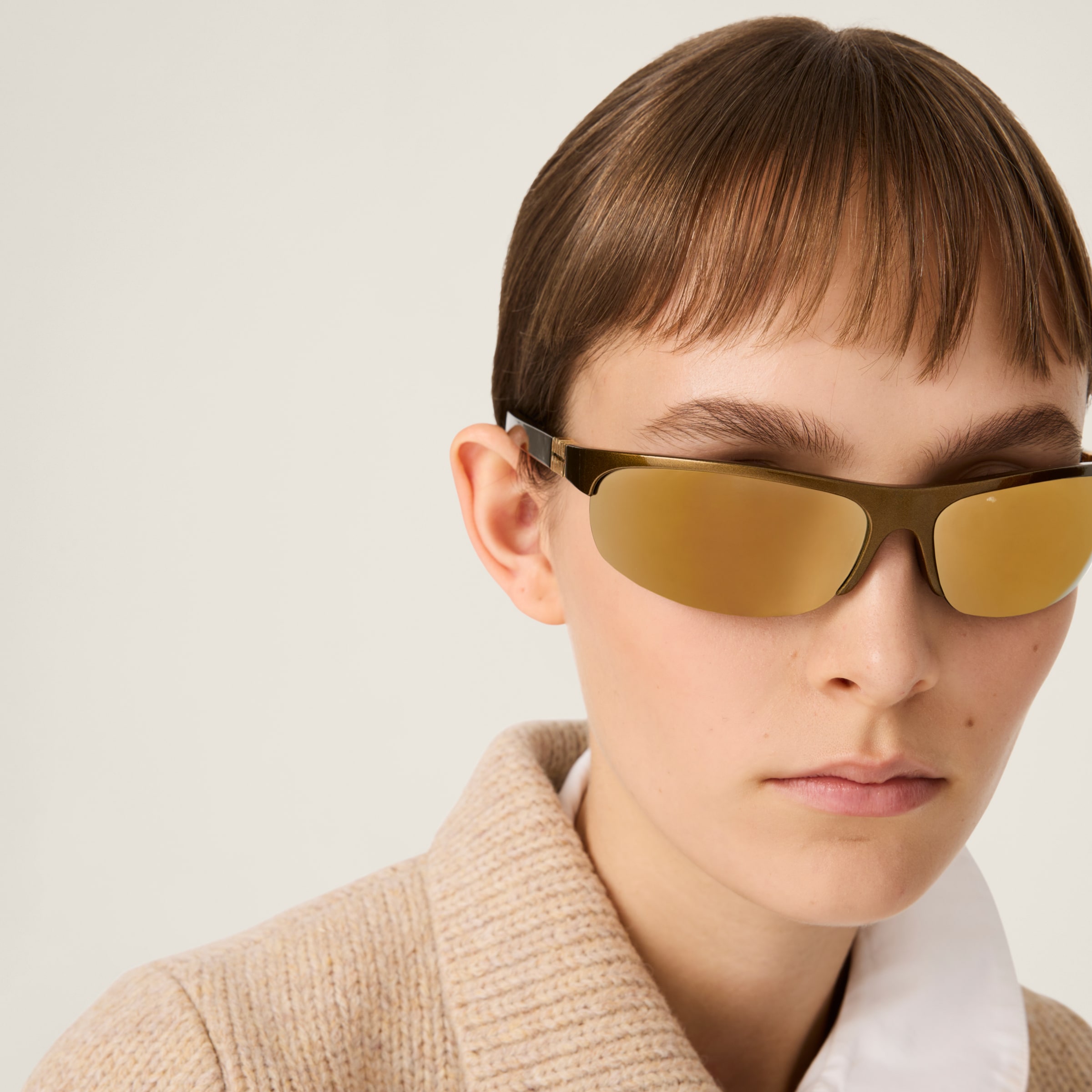 Miu Miu Runway Sunglasses In Brown/gold Lenses