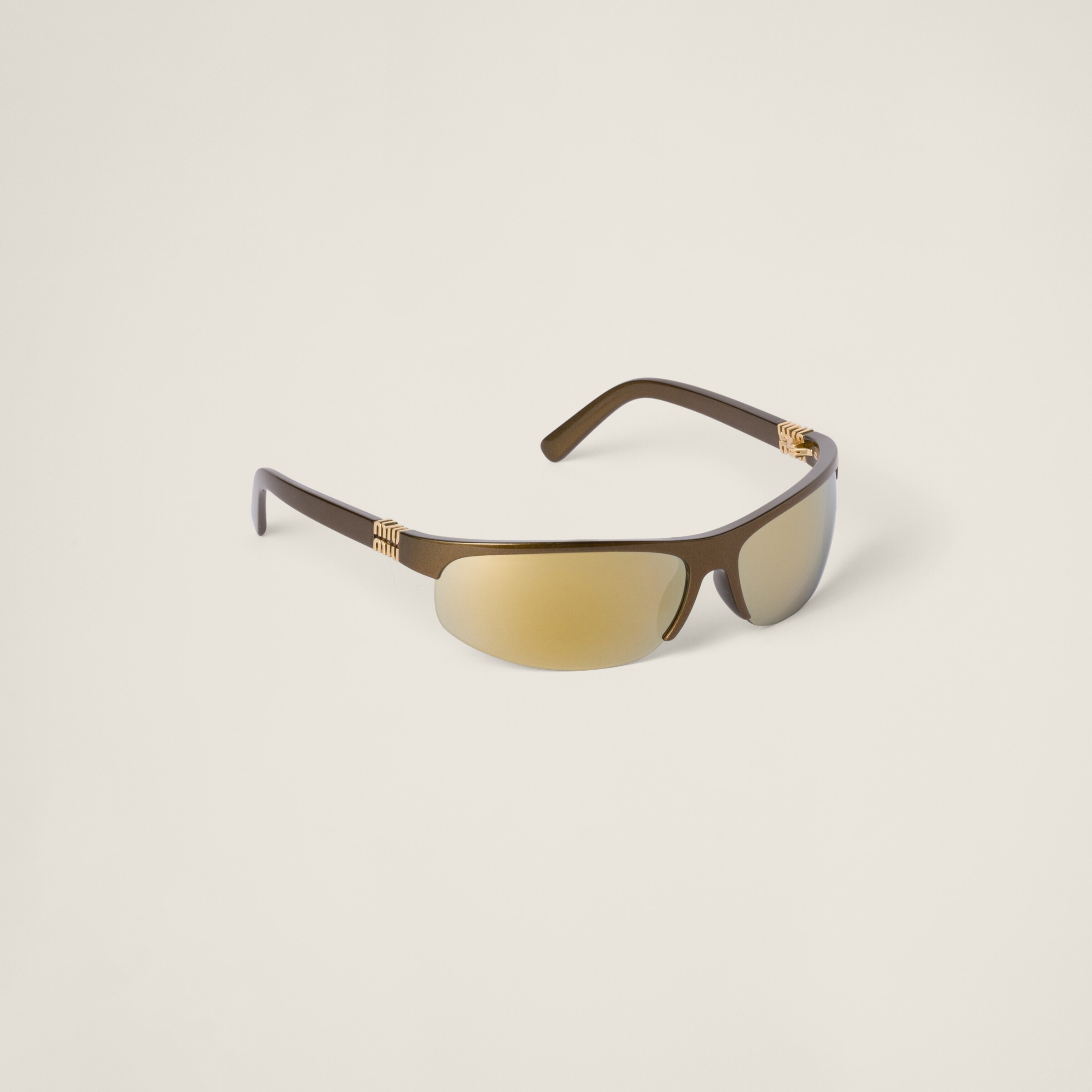 Miu Miu Runway Sunglasses In Brown/gold Lenses