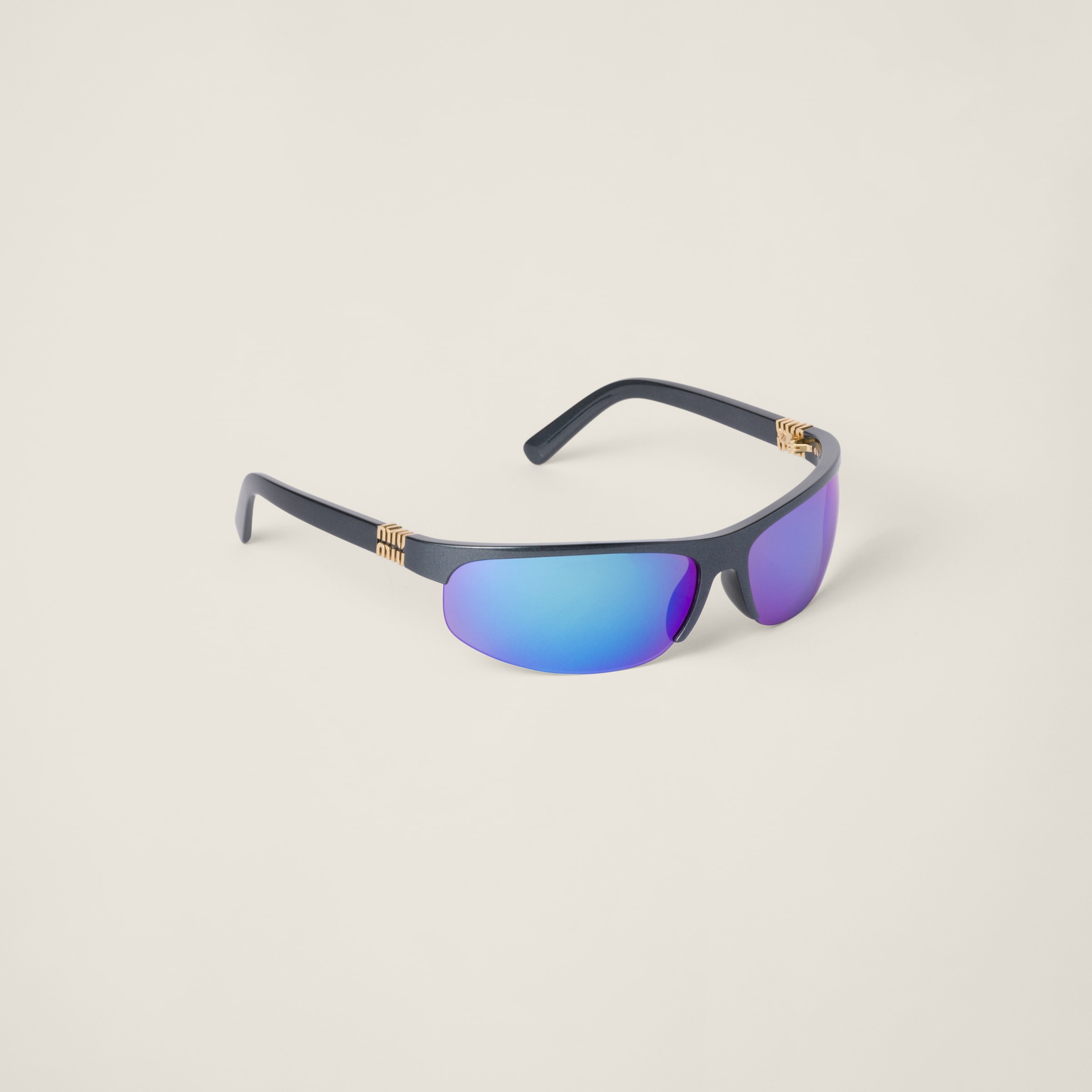 Miu Miu Runway Sunglasses In Mirrored Cyan Lenses