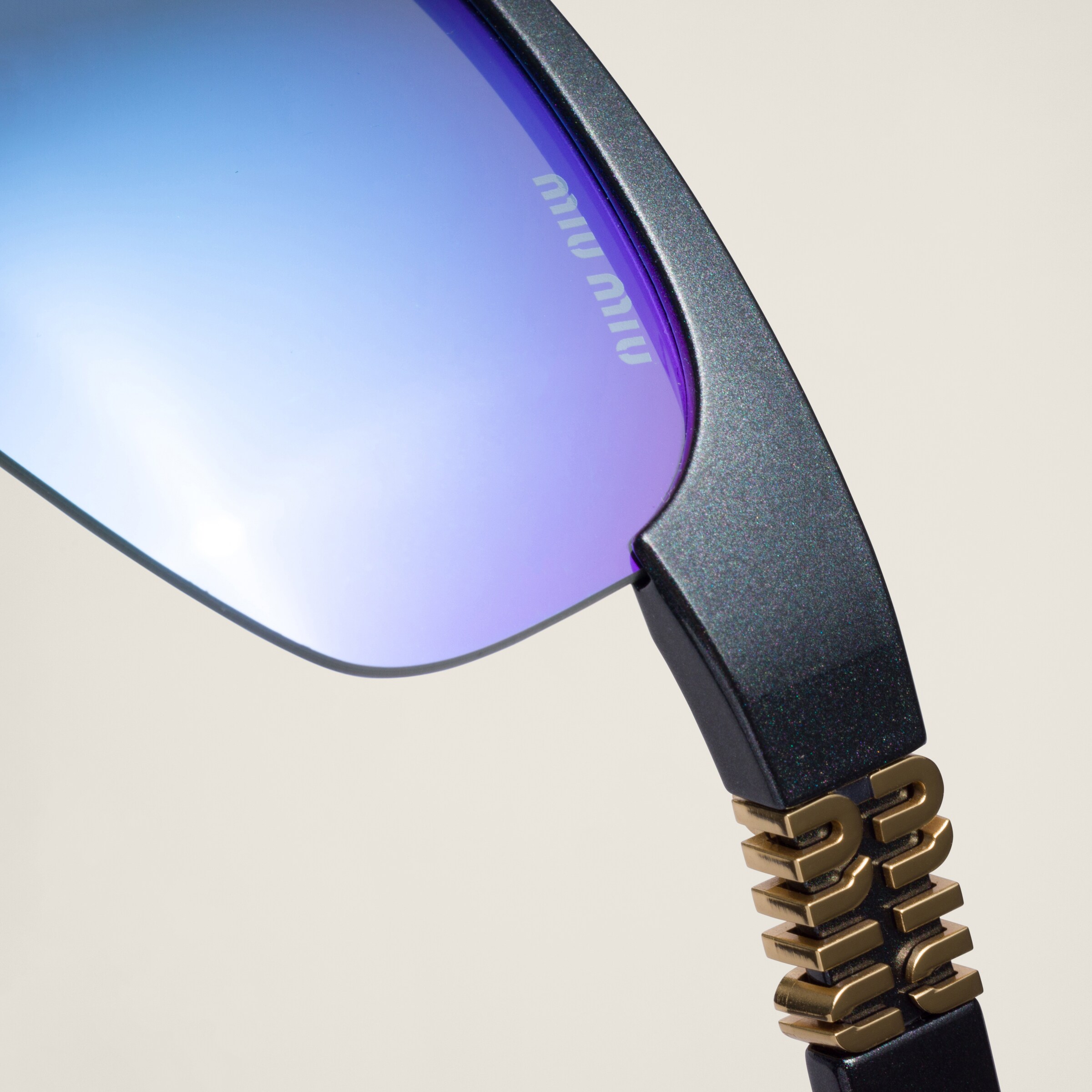 Miu Miu Runway Sunglasses In Mirrored Cyan Lenses