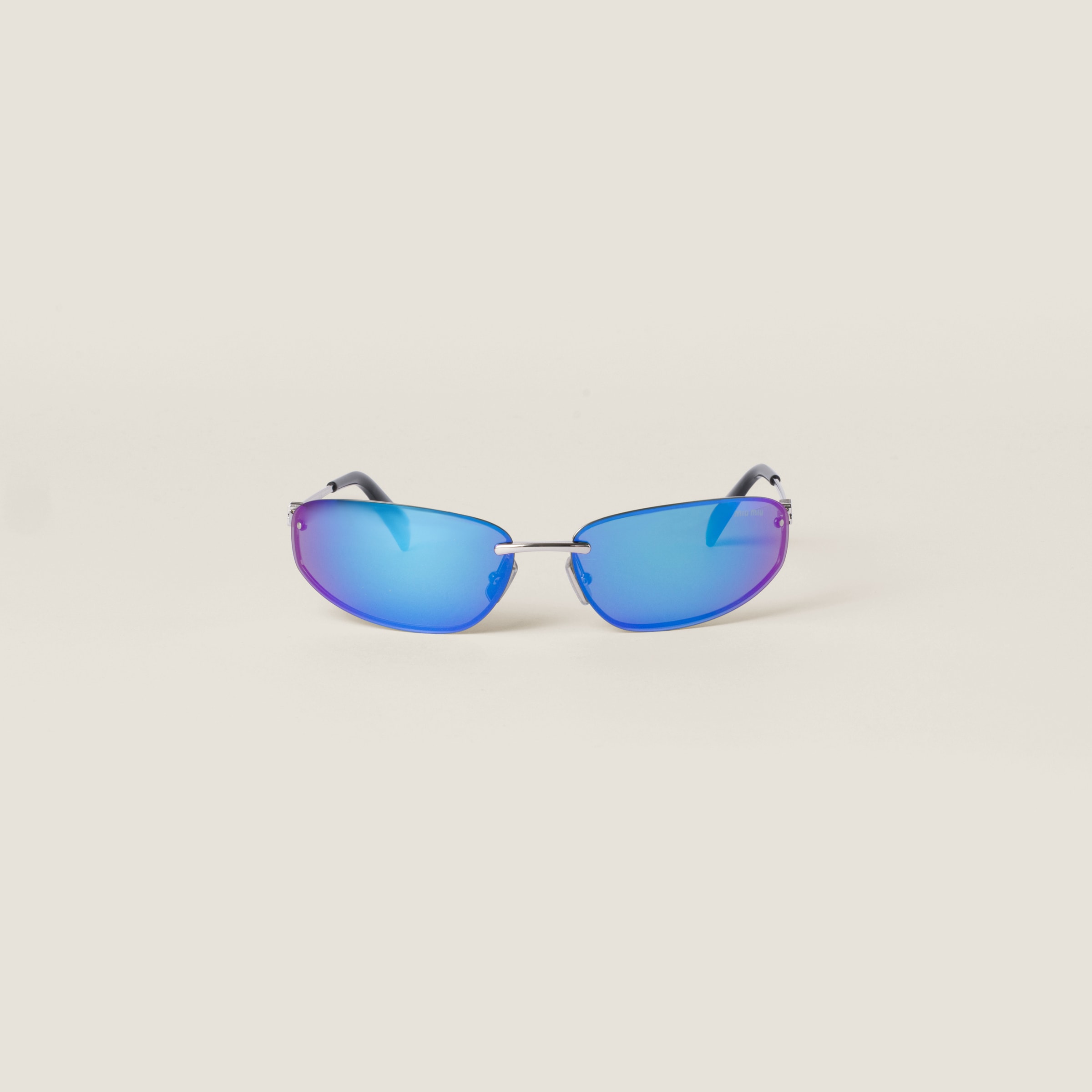 Miu Miu Runway Sunglasses In Mirrored Cyan Lenses