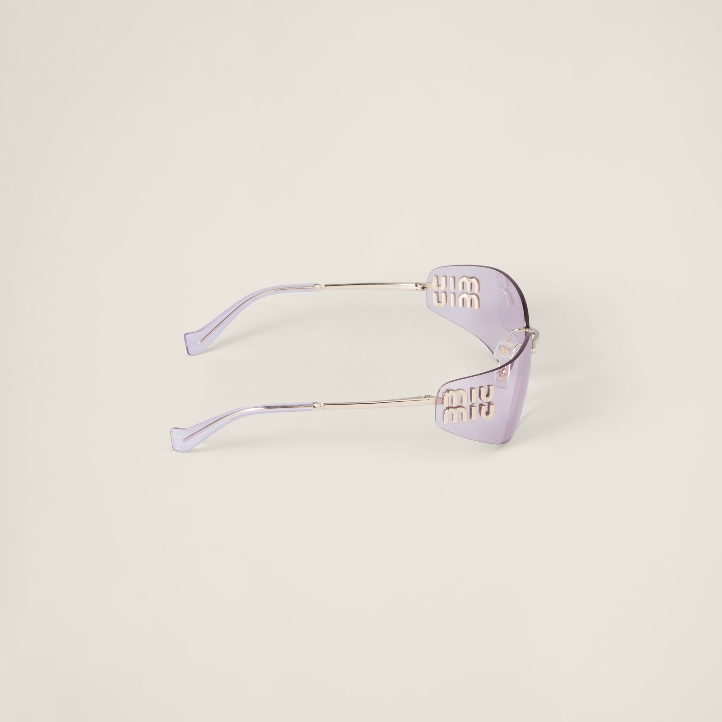 Miu Miu Eyewear Rectangular Frame Sunglasses In Light Pink Lenses