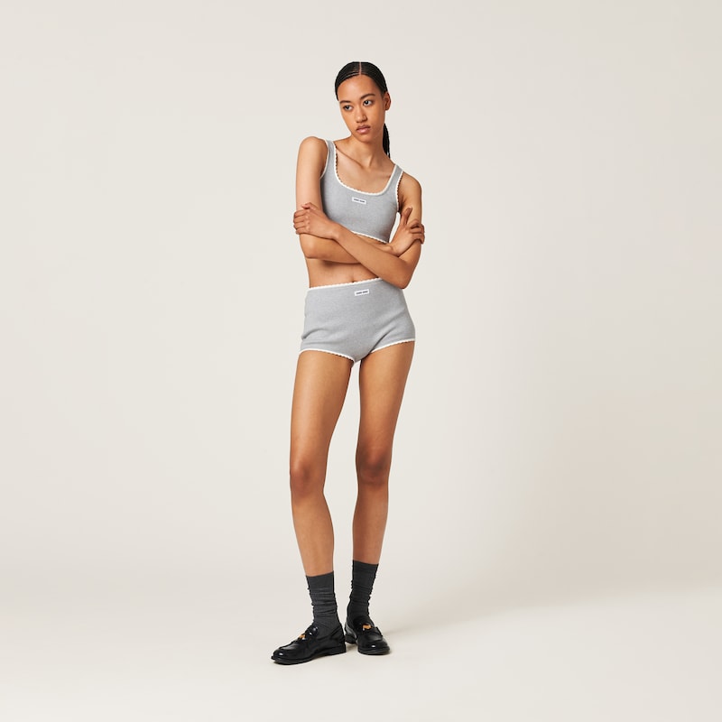 Ribbed knit panties with logo