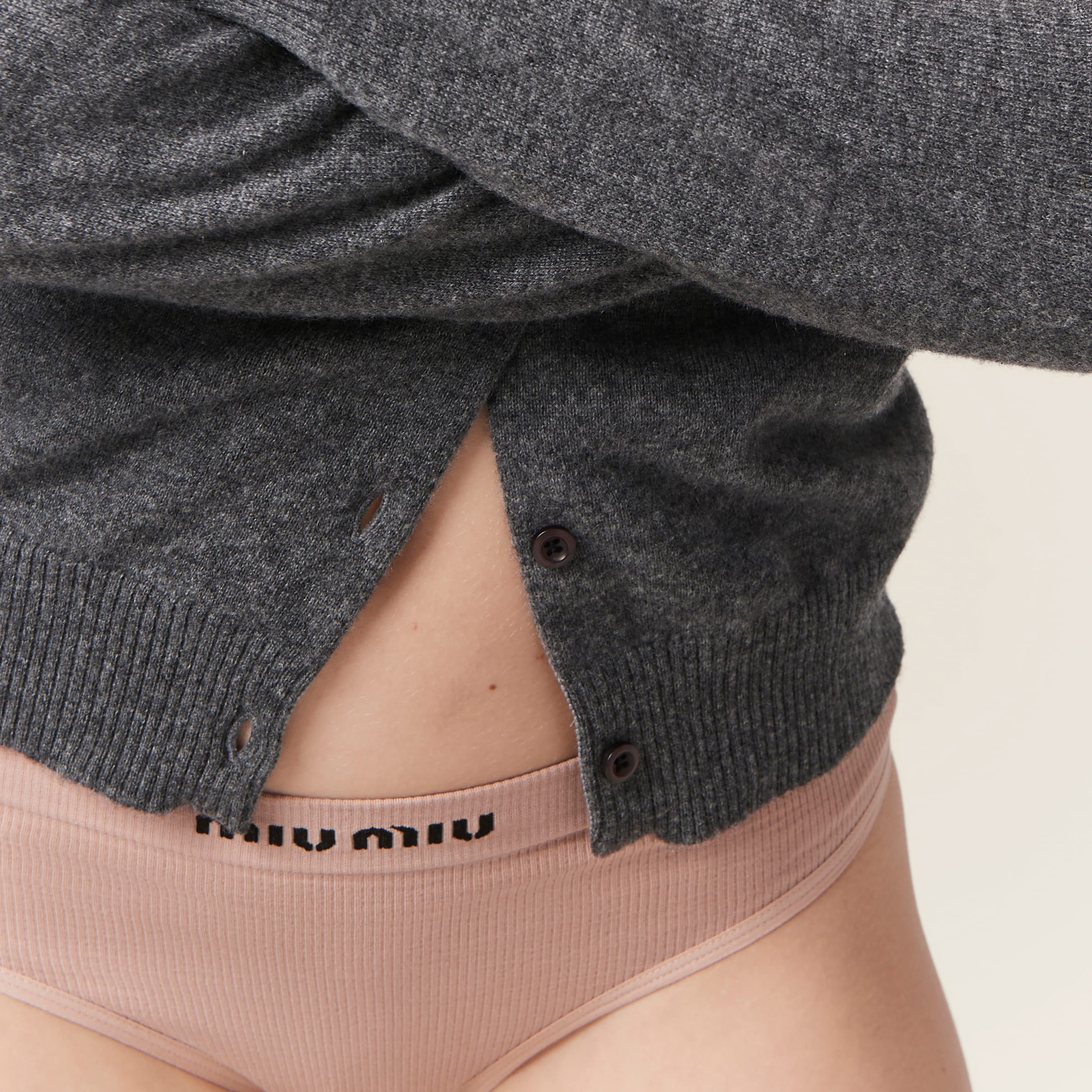 Shop Miumiu Seamless Panties In Nude Beige