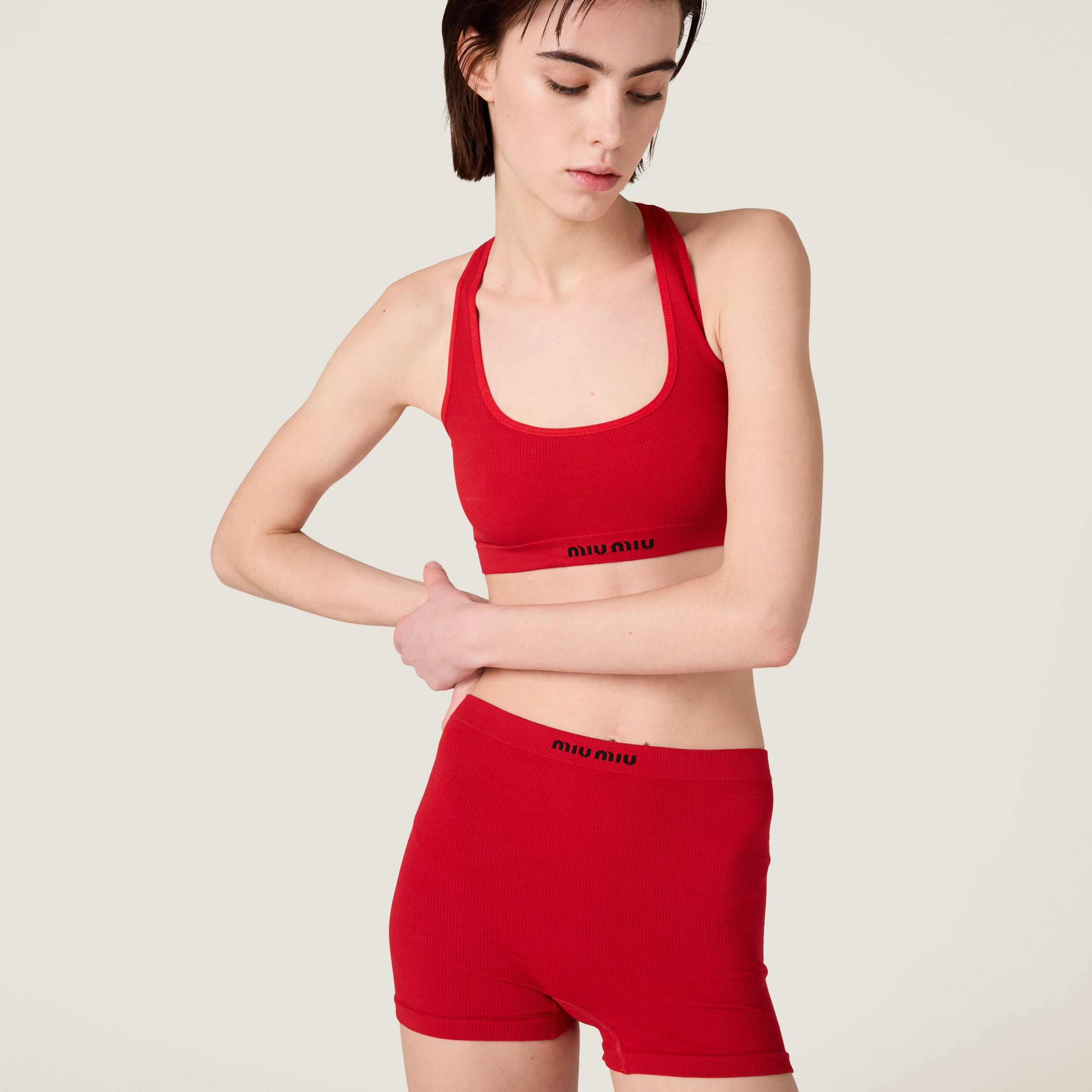 Miu Miu Seamless Boxer Shorts In Red