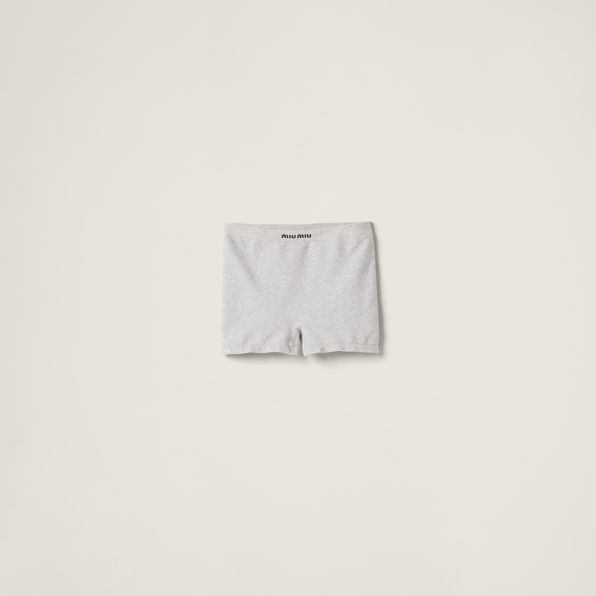 Miu Miu Seamless Mélange Knit Boxer Shorts In Grey