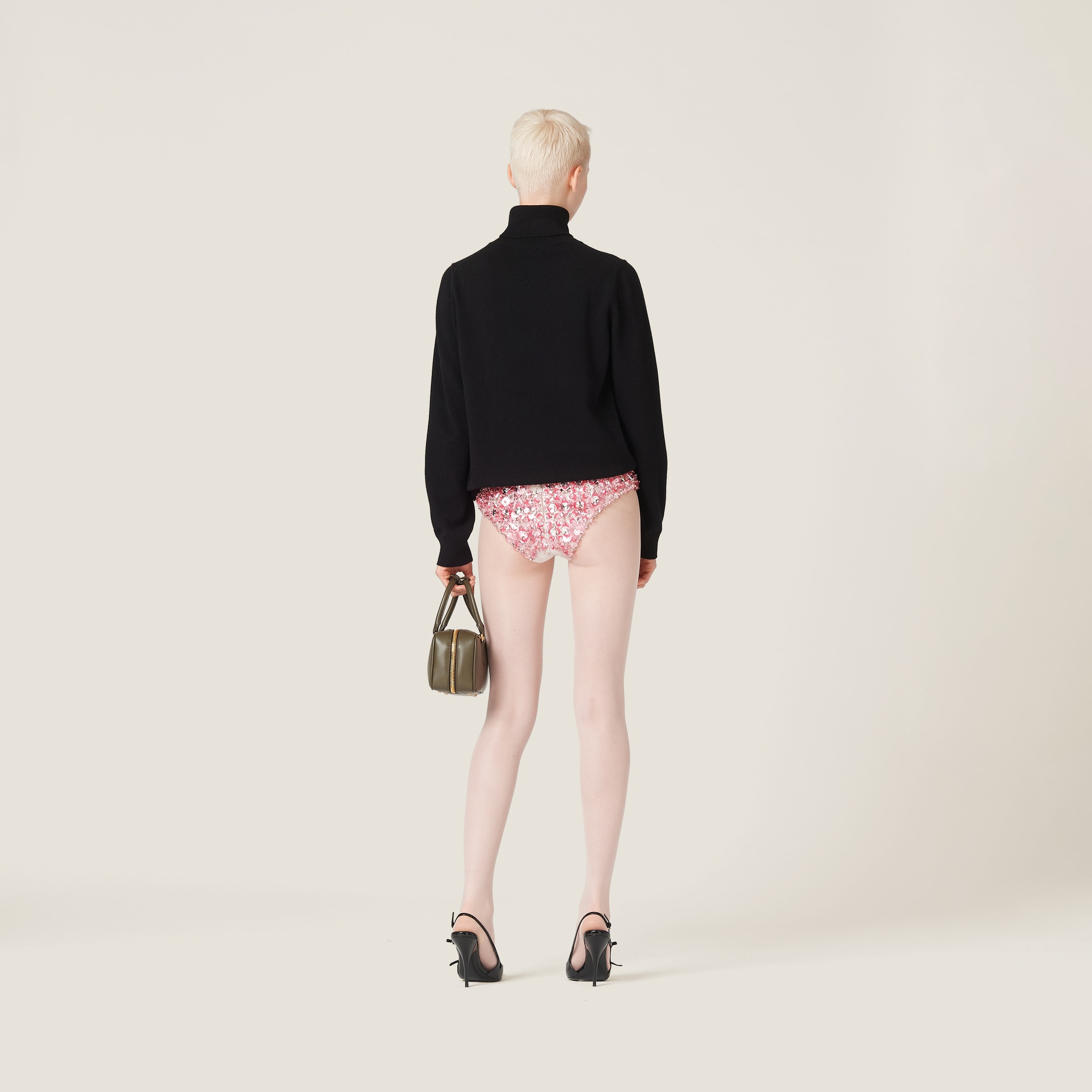 【日本入手困難】Embroidered silk and wool panties Sand Beige Embroidered Silk And Wool Panties | Miu Miu
