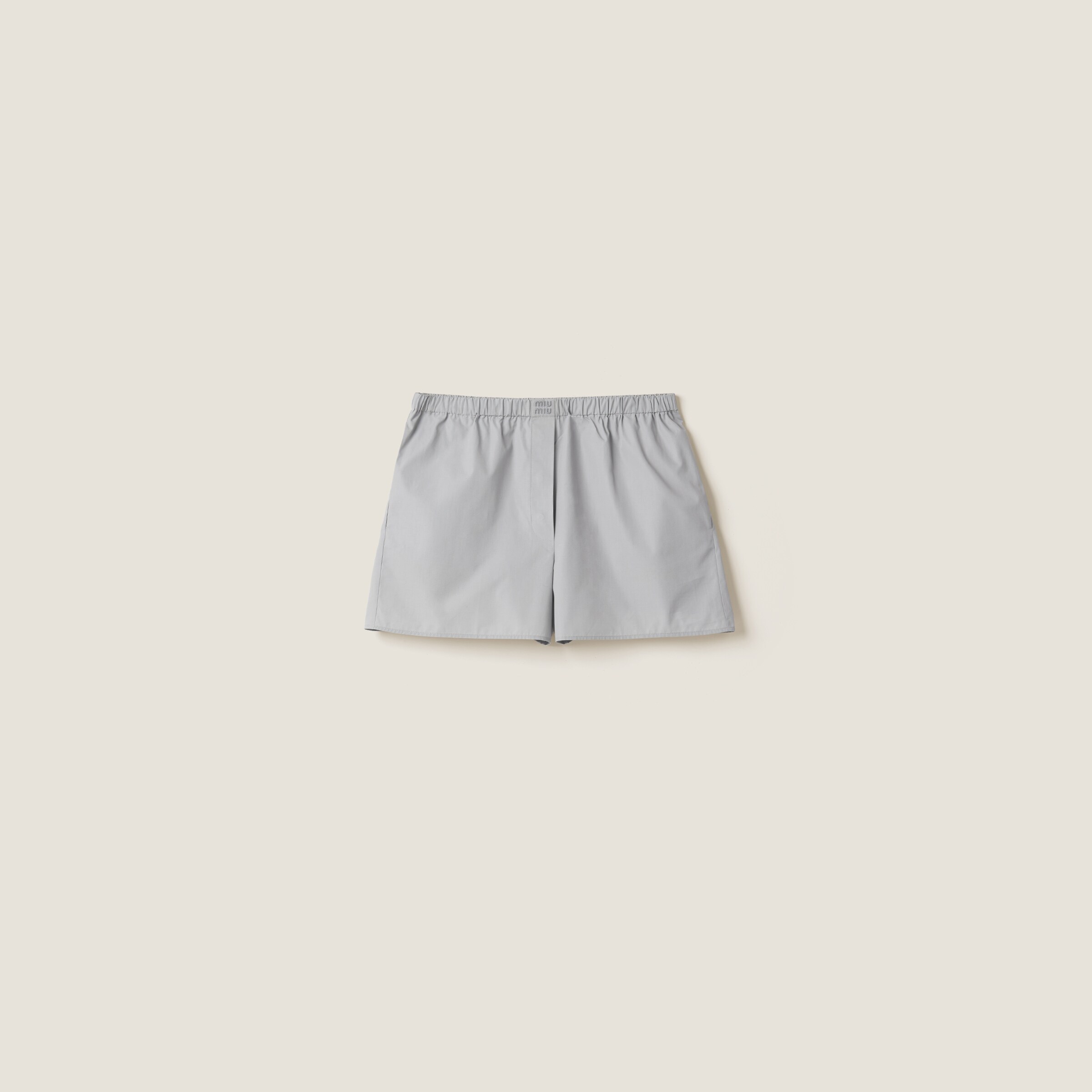 Miu Miu Poplin Boxers In Aluminum