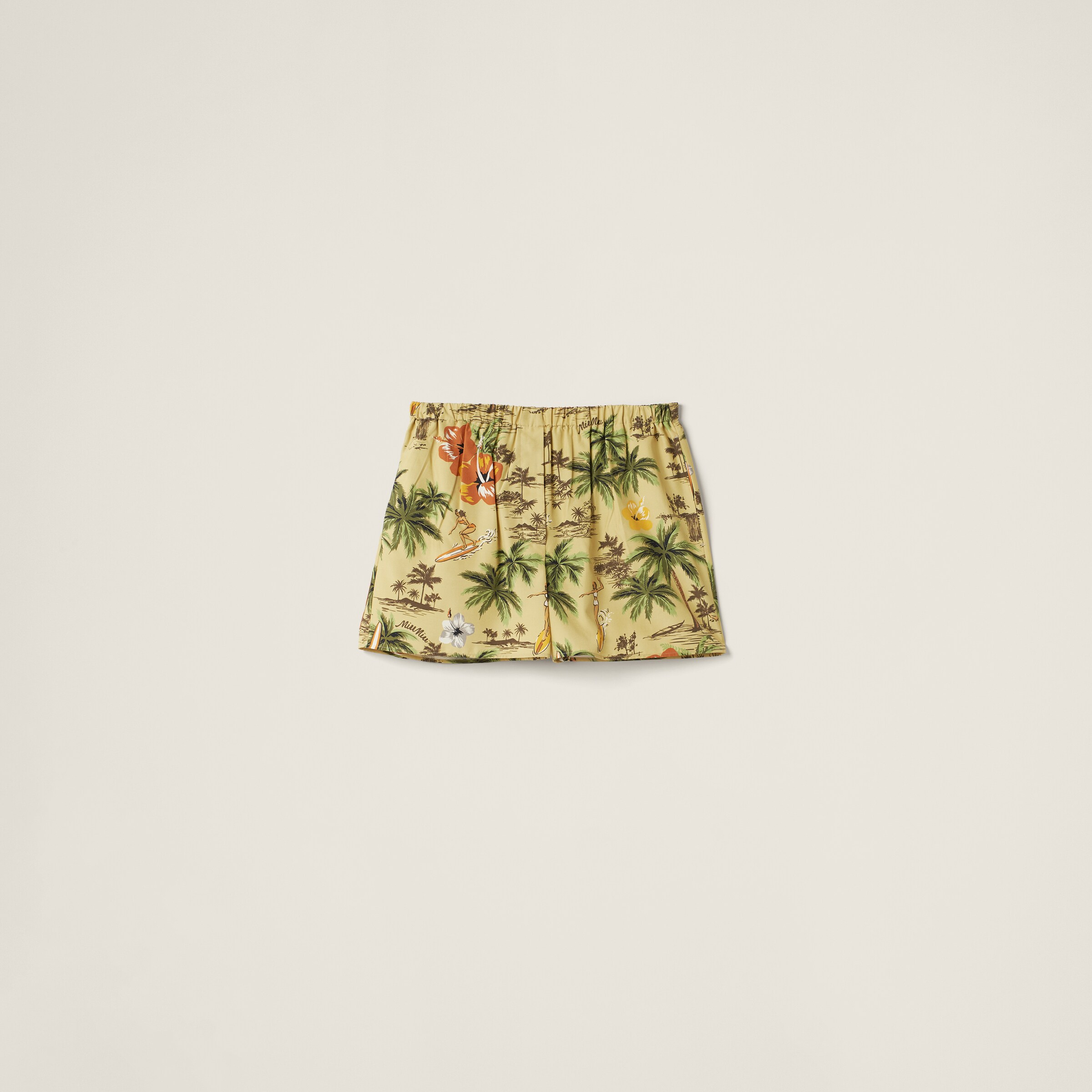 Shop Miu Miu Printed Silk Boxers In Pistachio Green