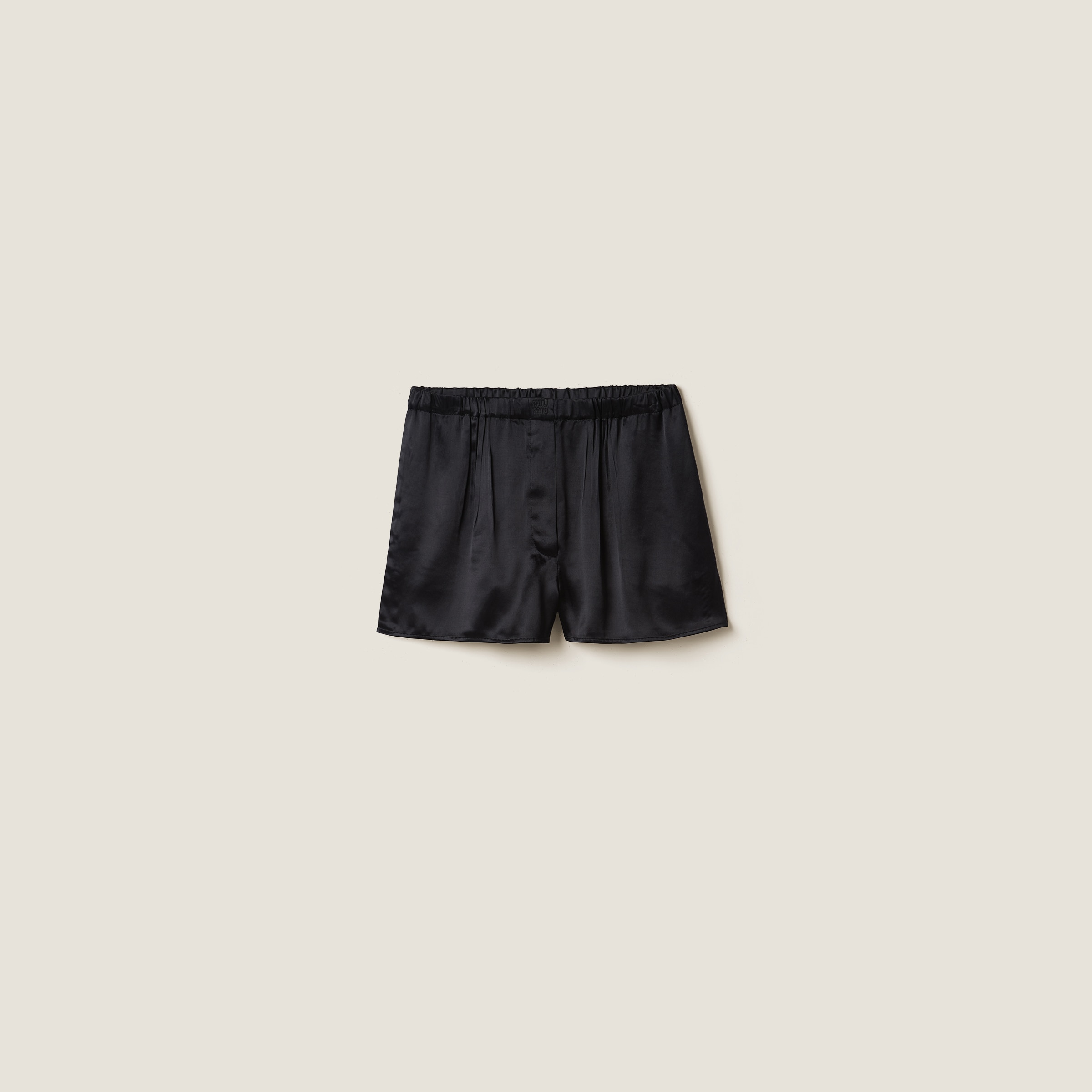 Miu Miu Satin Boxer Shorts In Black