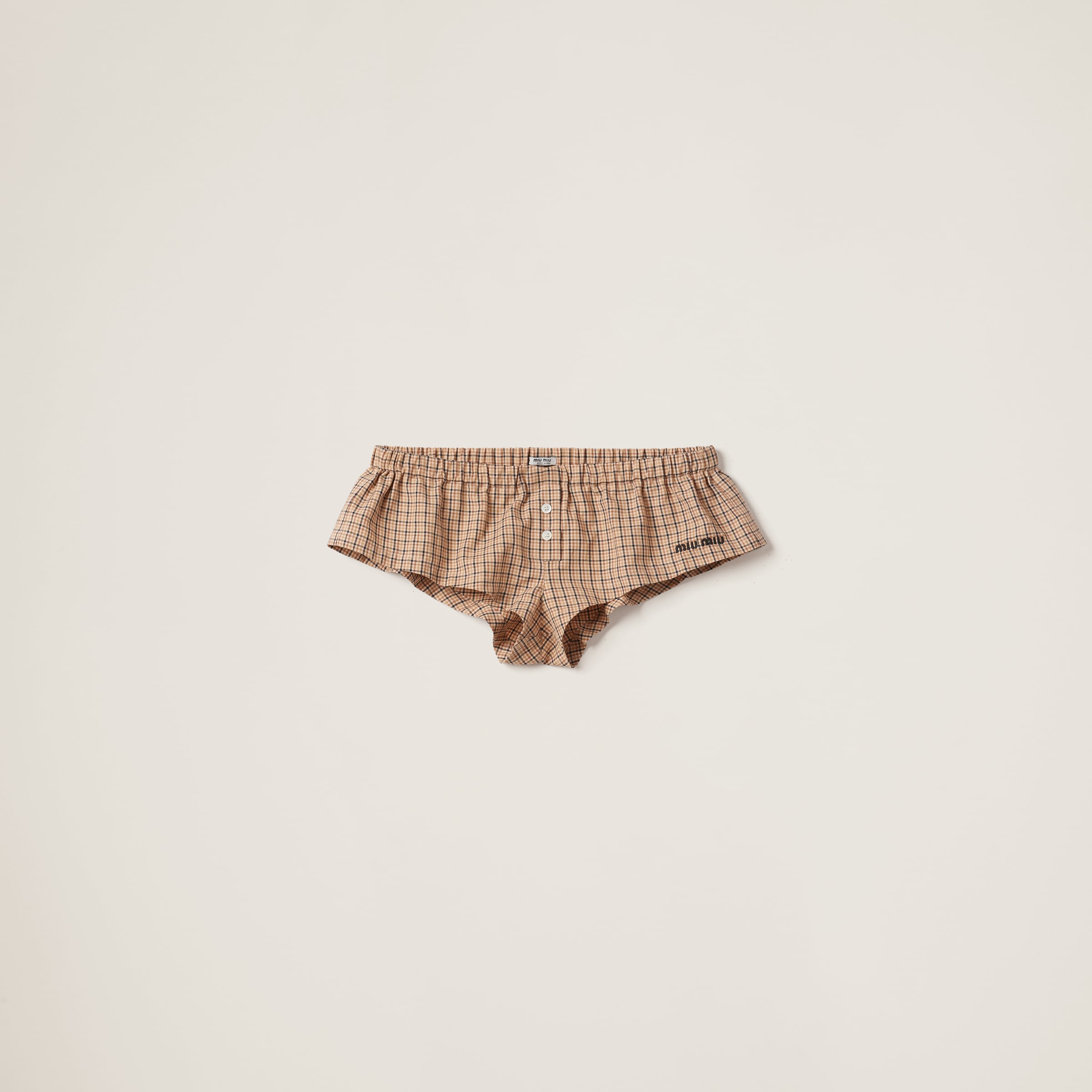 Miumiu Checked Boxer Shorts In Cord