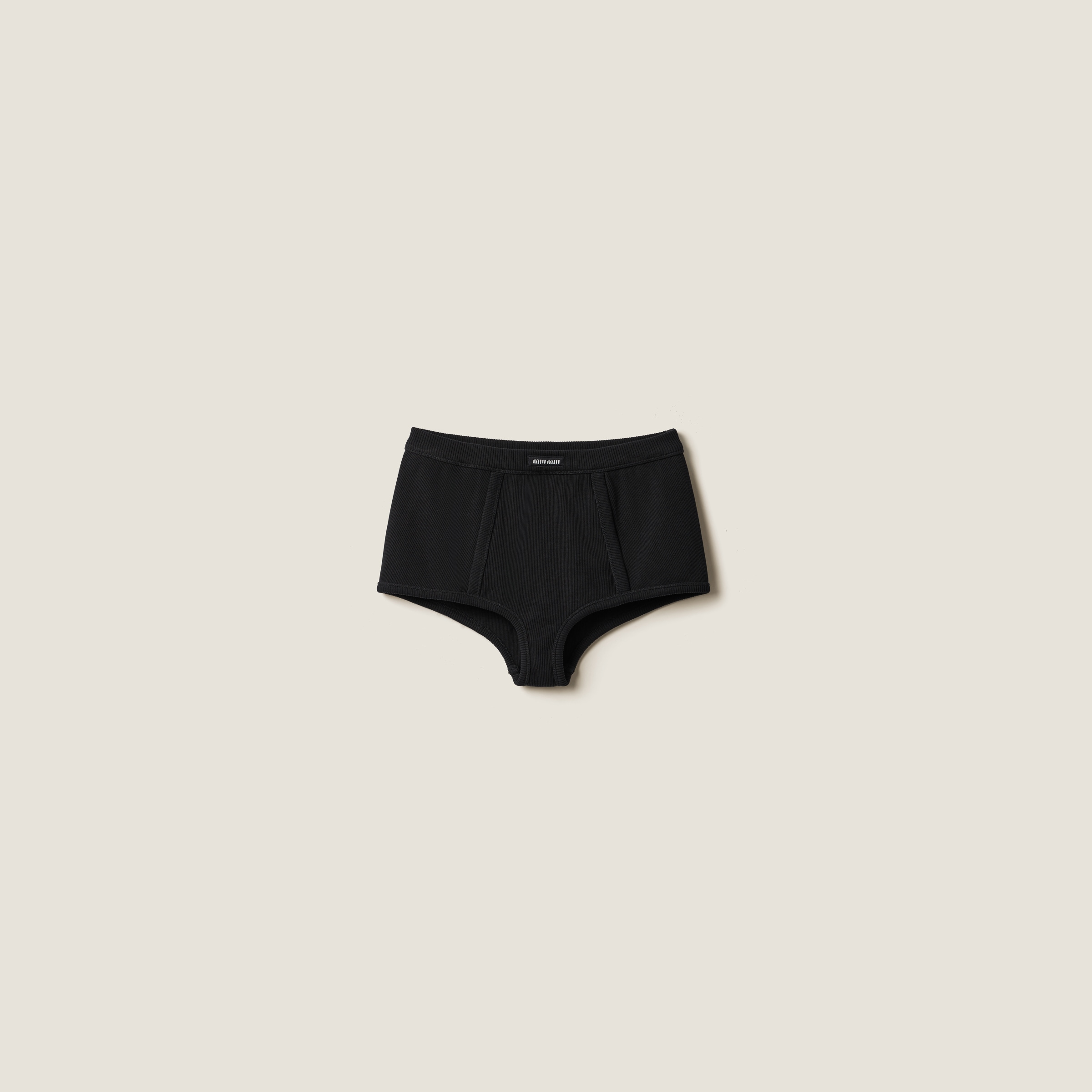 Miu Miu Ribbed Knit Boxer Shorts In Black