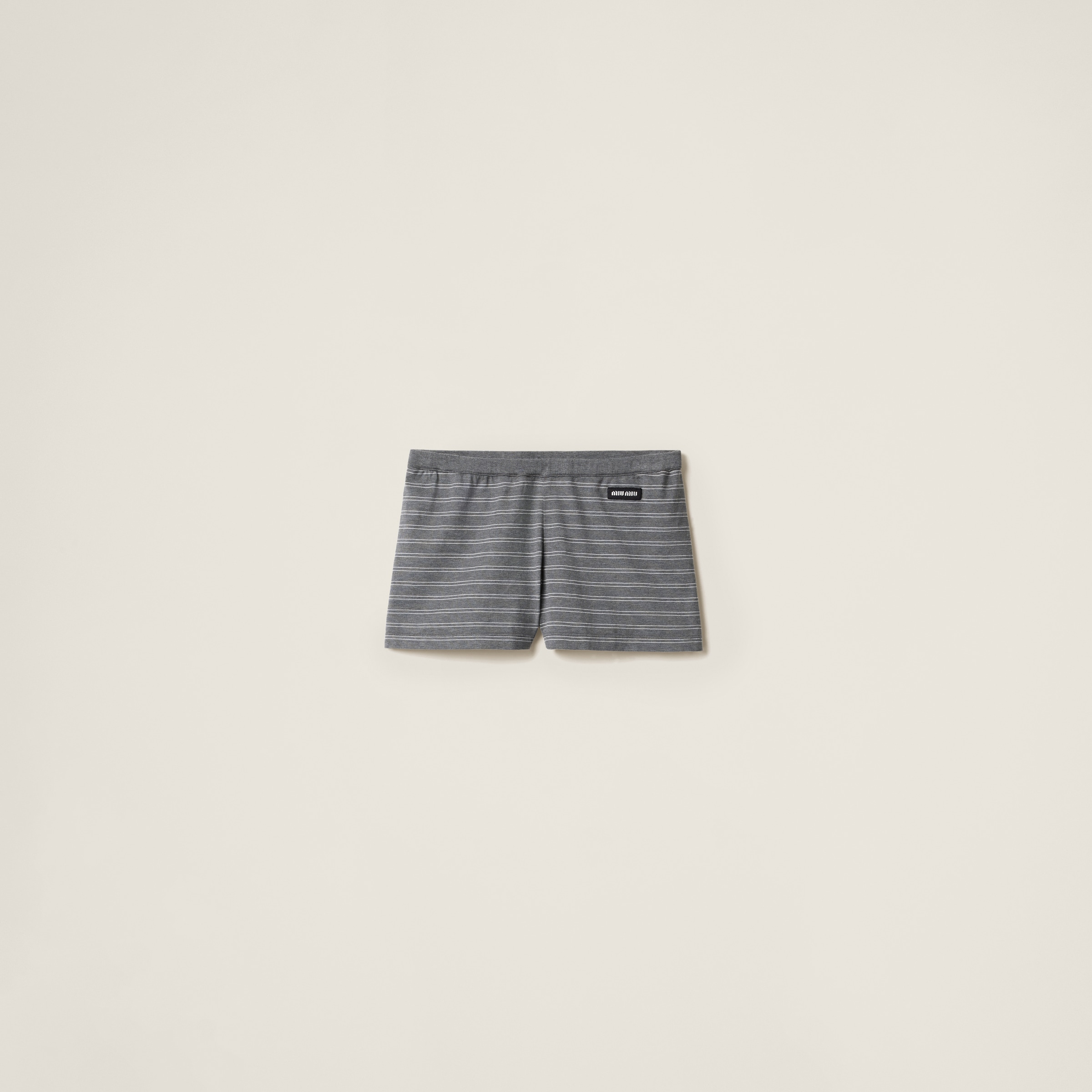Miu Miu Striped Jersey Boxer Shorts In Slate Gray/white