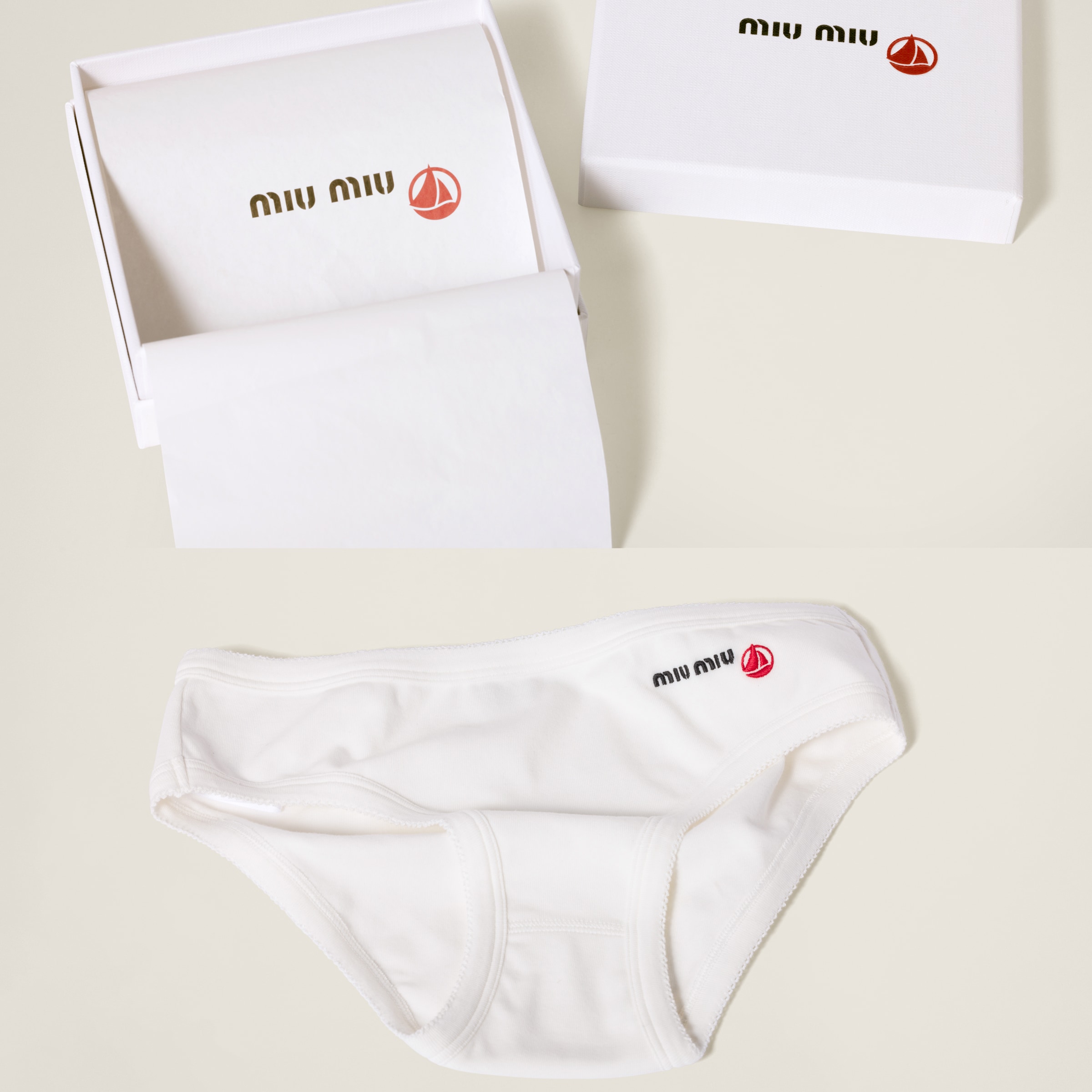 【高品質】Petit Bateau X Miu Miuストレッチジャージーブリーフ ホワイト Petit Bateau X Miu Miu ストレッチジャージー
