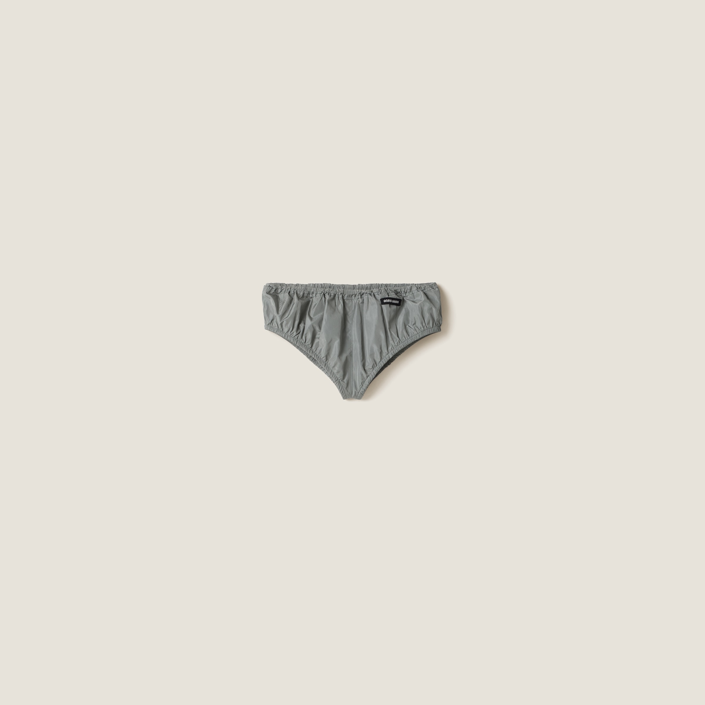 Miu Miu Technical Silk Briefs In Lead Gray