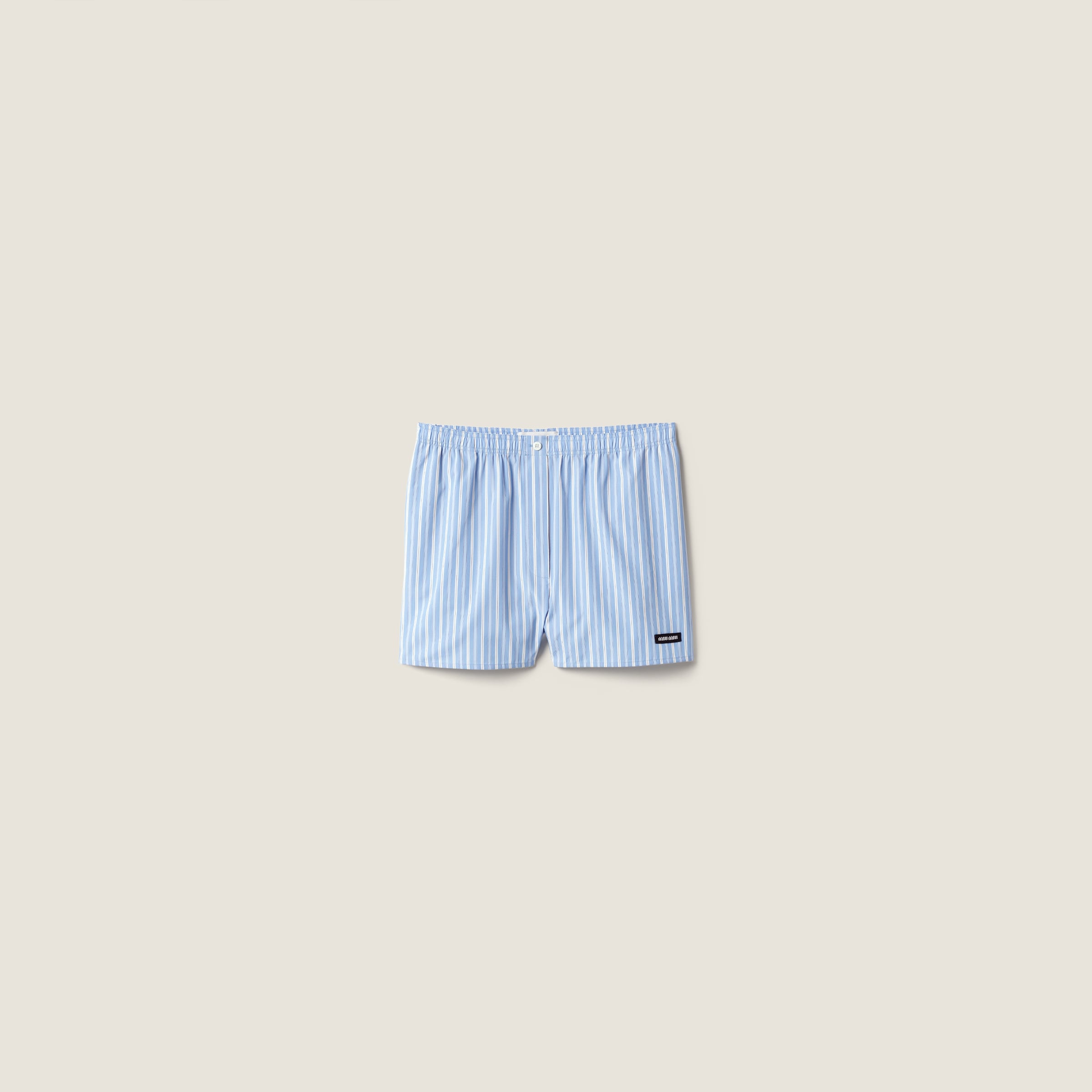 Miu Miu Striped Poplin Boxer Shorts In Blue