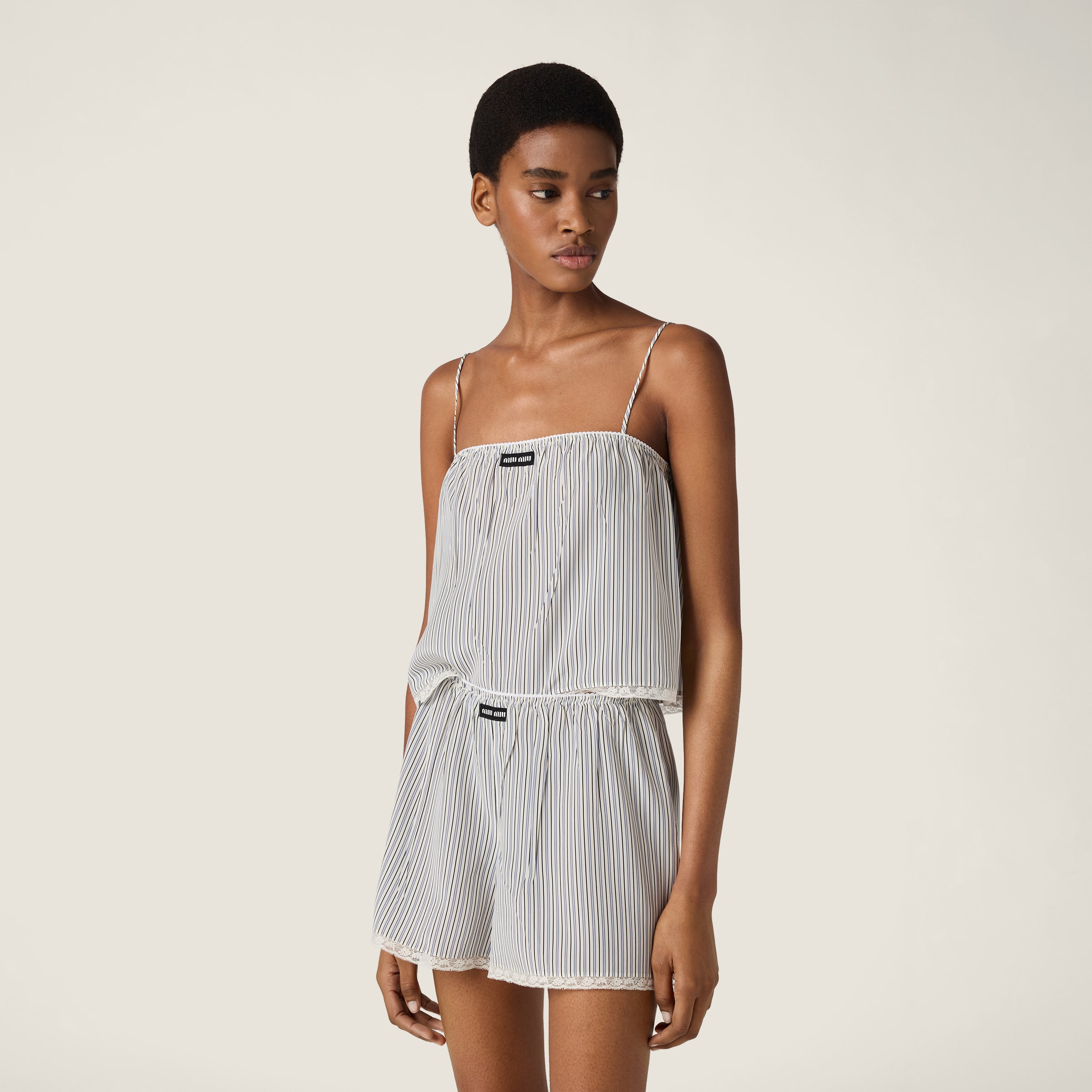 Miu Miu Crepe De Chine Boxer Shorts In White
