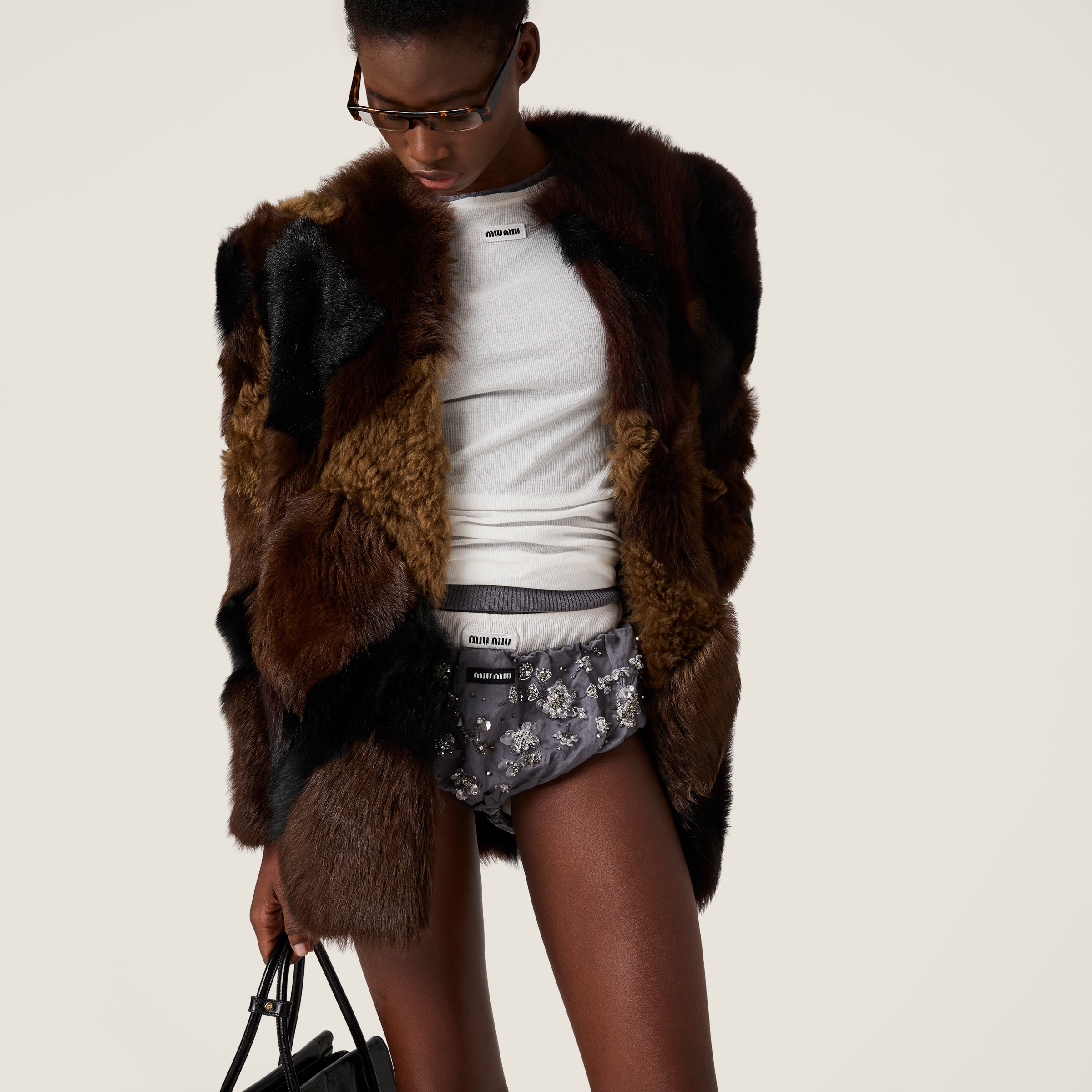 Iron Gray Embroidered Duchesse Panty | Miu Miu - United States