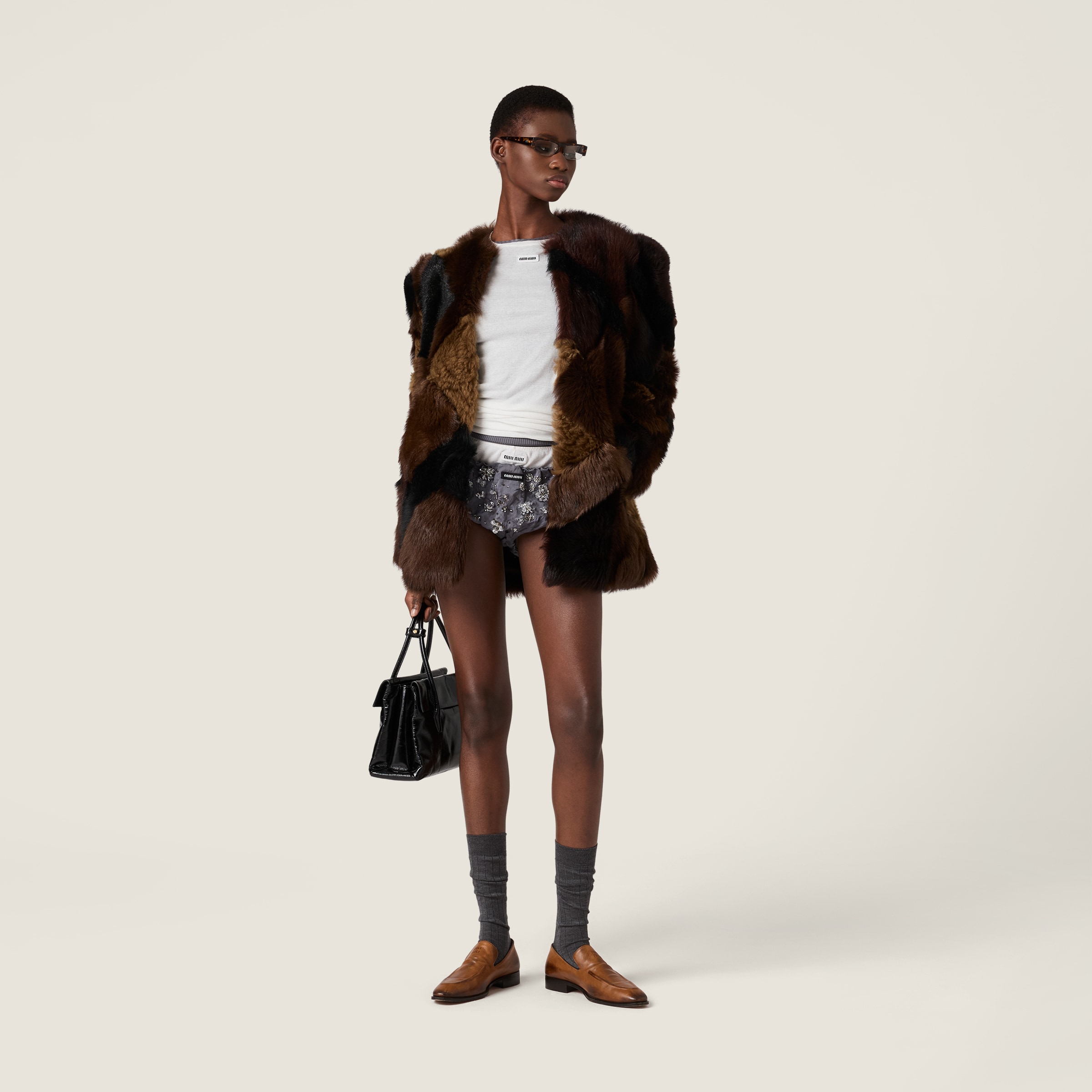 Iron Gray Embroidered Duchesse Panty | Miu Miu - United States