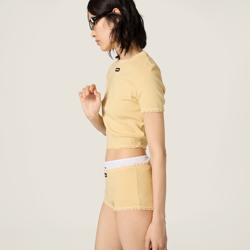 Garment-dyed cotton boy-shorts