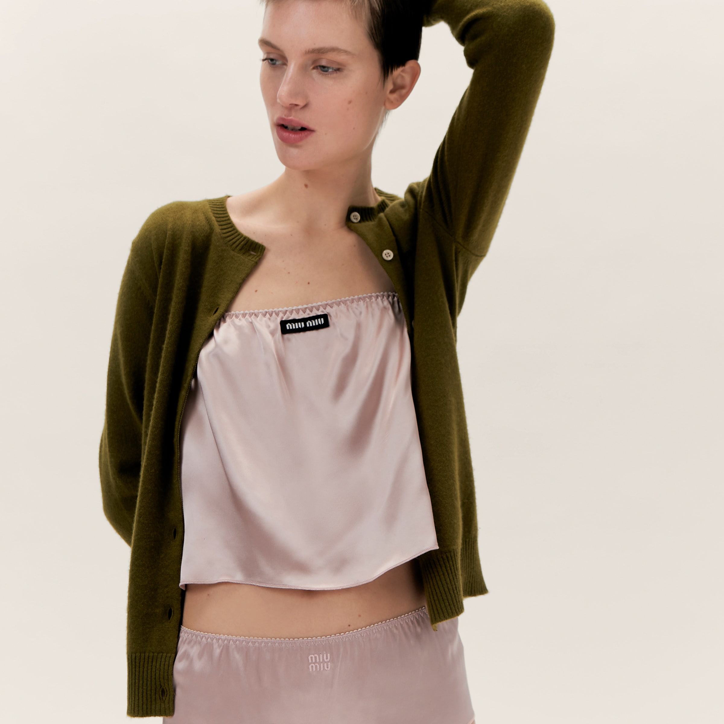 Miu Miu Satin Top In Opal