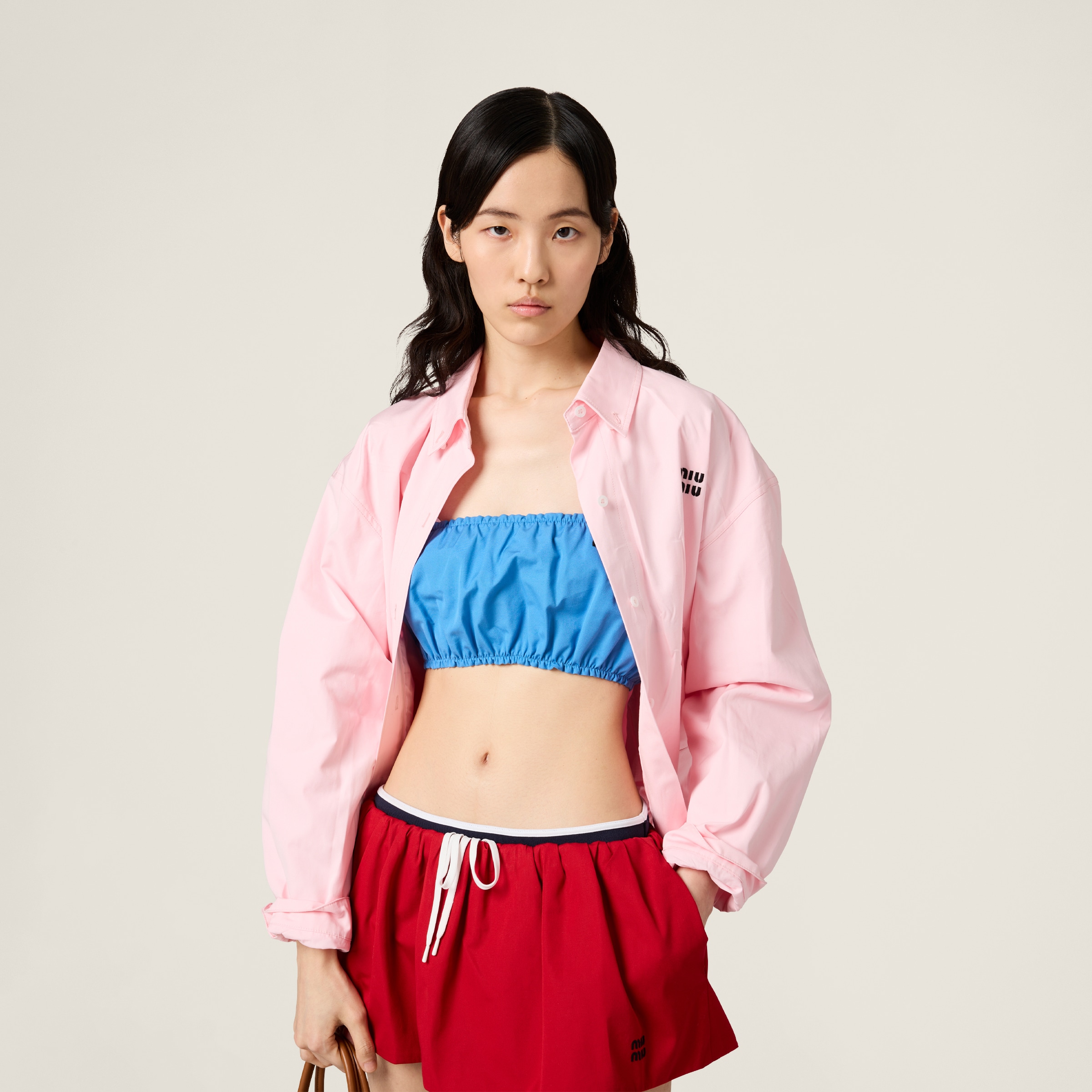 ライトブルー ポプリン トップ | Miu Miu