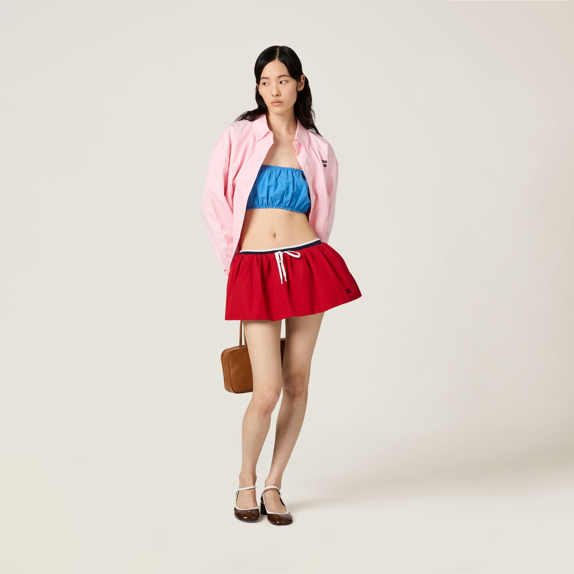 Miu Miu Cotton Poplin Bandeau Top In Periwinkle Blue