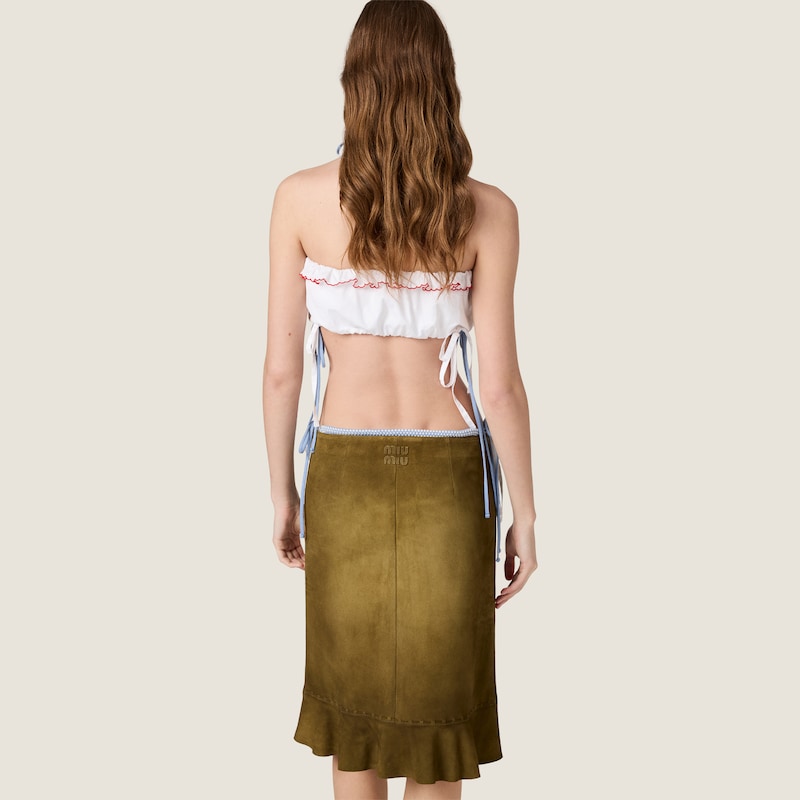 Embroidered poplin bandeau top