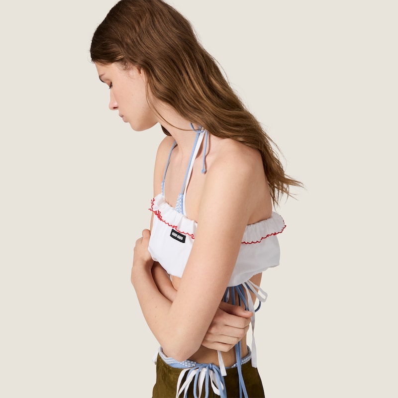 Embroidered poplin bandeau top